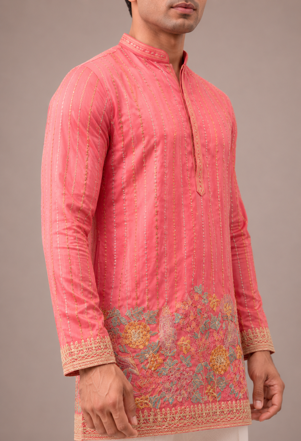 Rani Chiffon Silk Kurta Set with Sequin and Computer Print Work