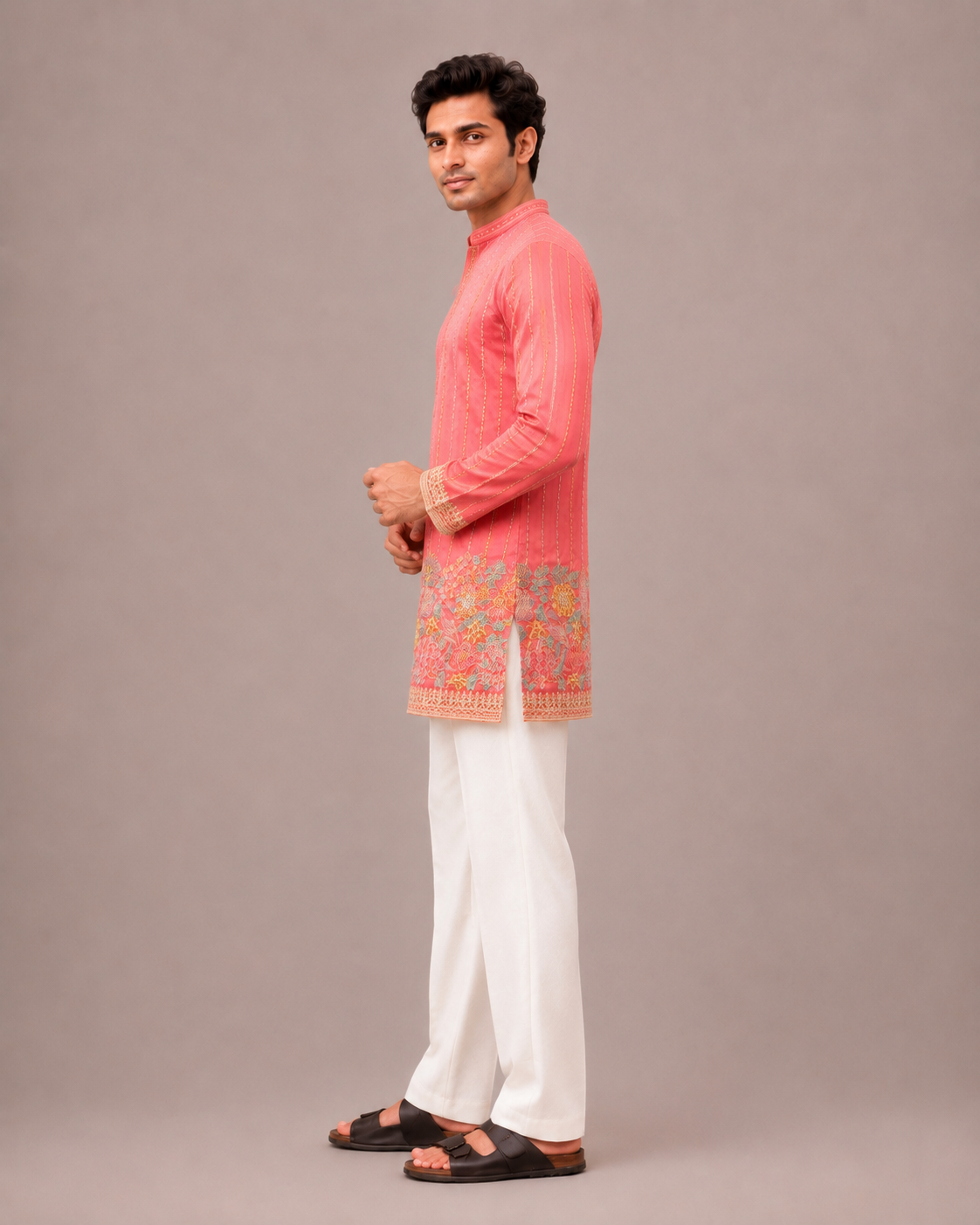 Rani Chiffon Silk Kurta Set with Sequin and Computer Print Work