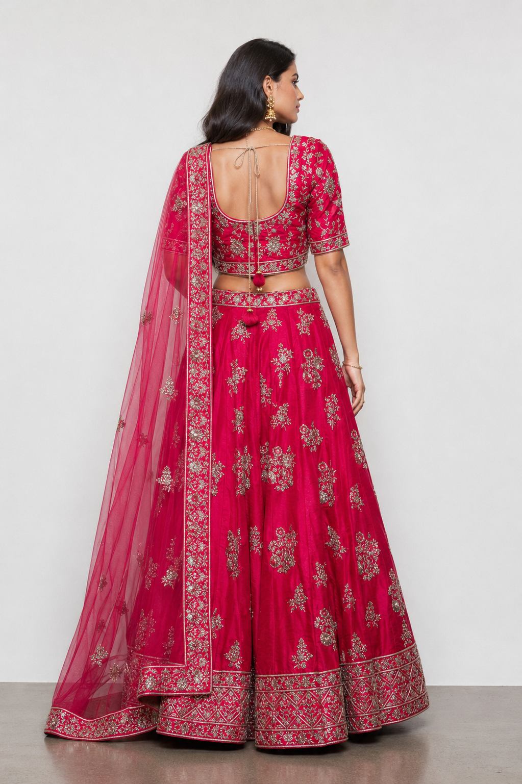 Rani Raw Silk Bridal Lehenga with Zardozi and Sequins Work