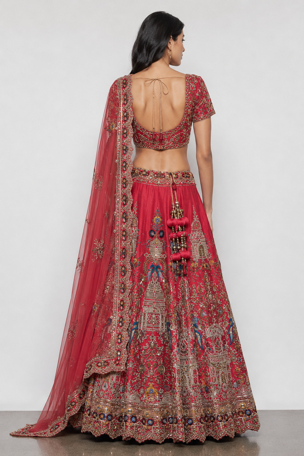 Rani Raw Silk Bridal Lehenga with Zardozi and Sequins Work