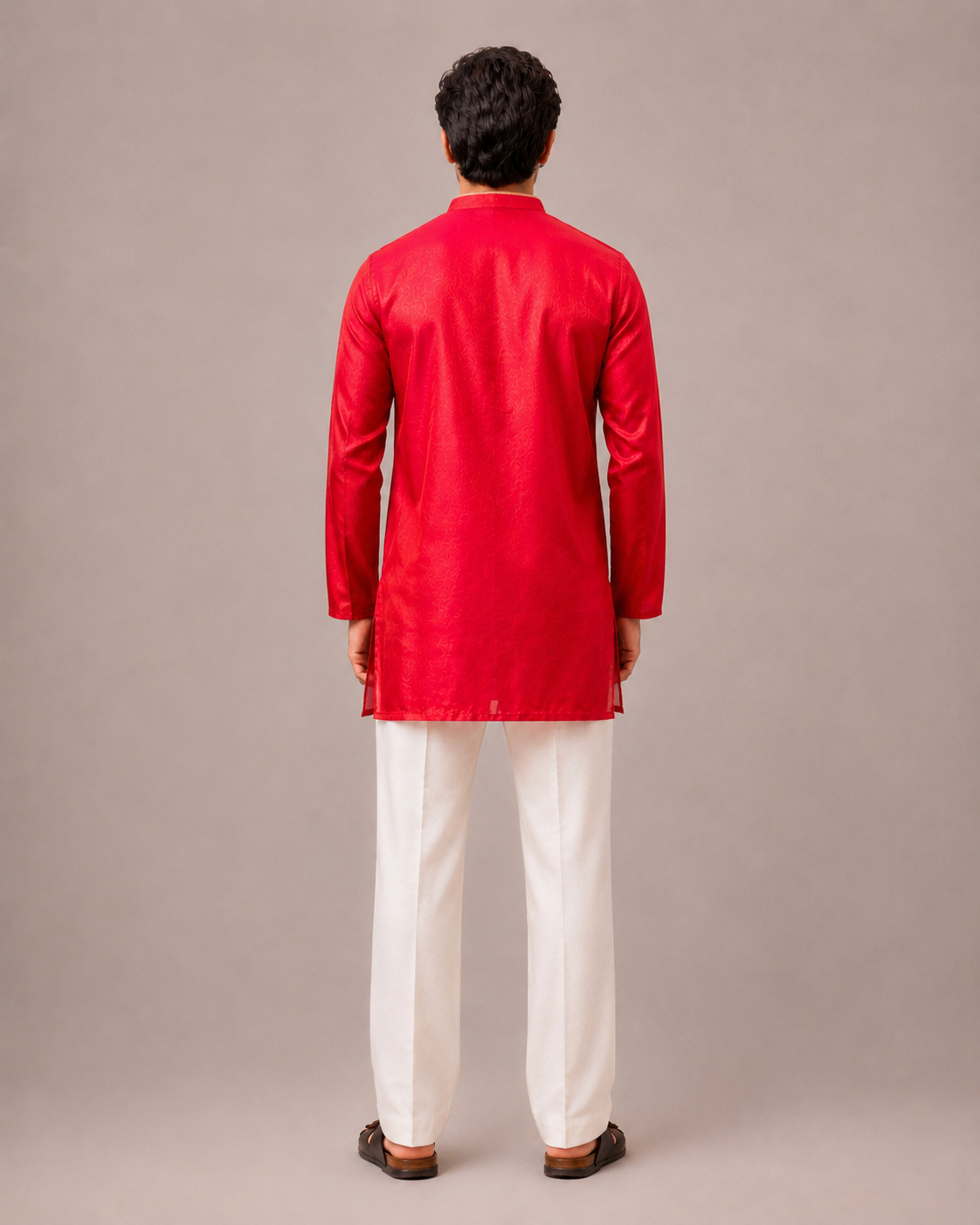 Rani Silk Kurta Set with V Neck Work
