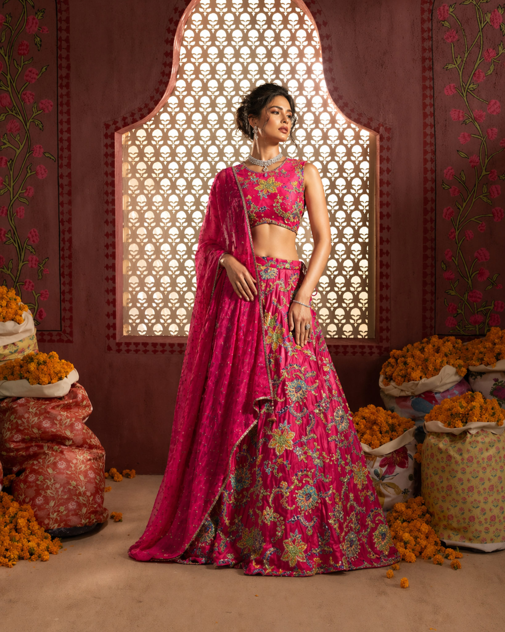 Rani Soft Silk Choli with Floral Print Work