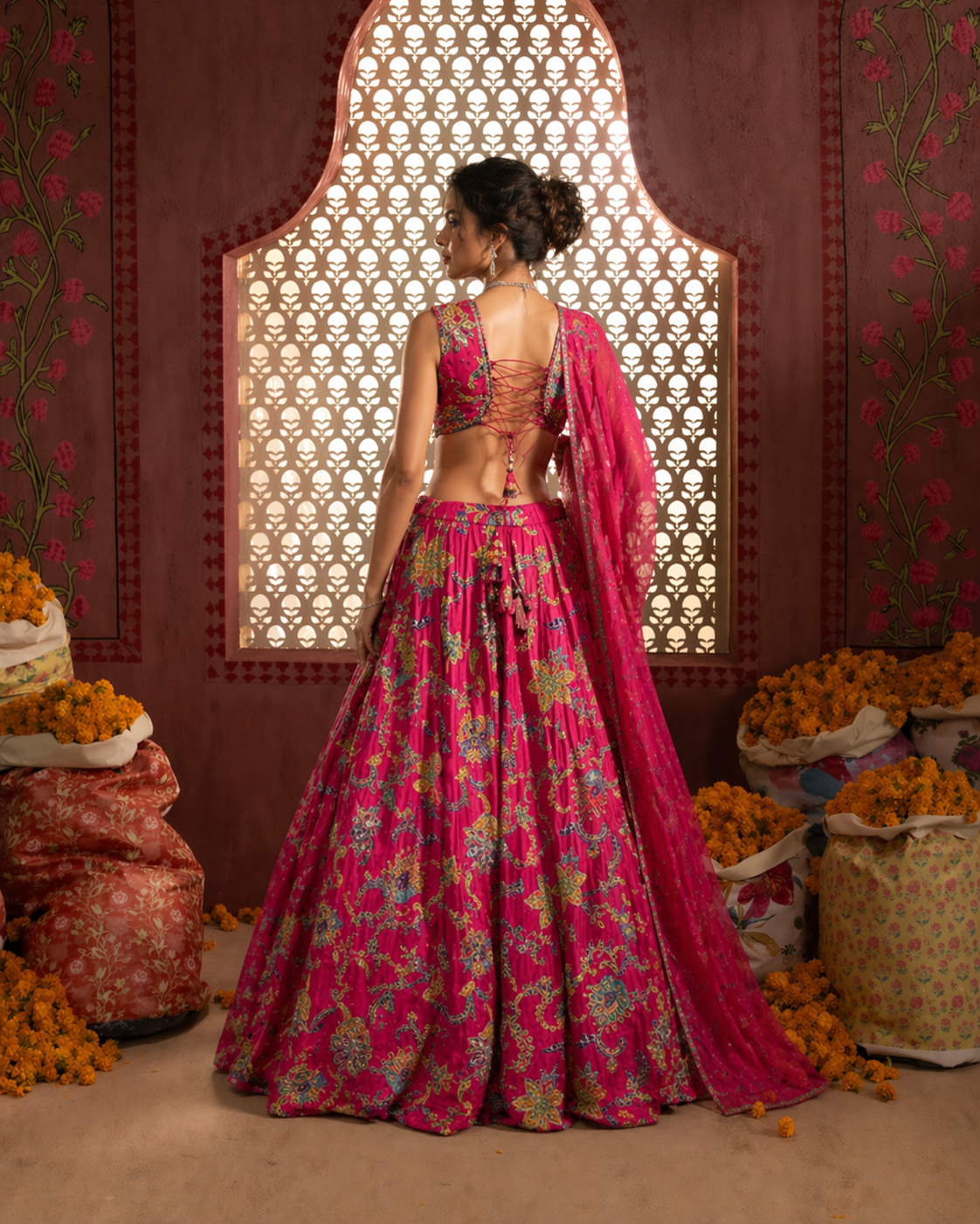 Rani Soft Silk Choli with Floral Print Work