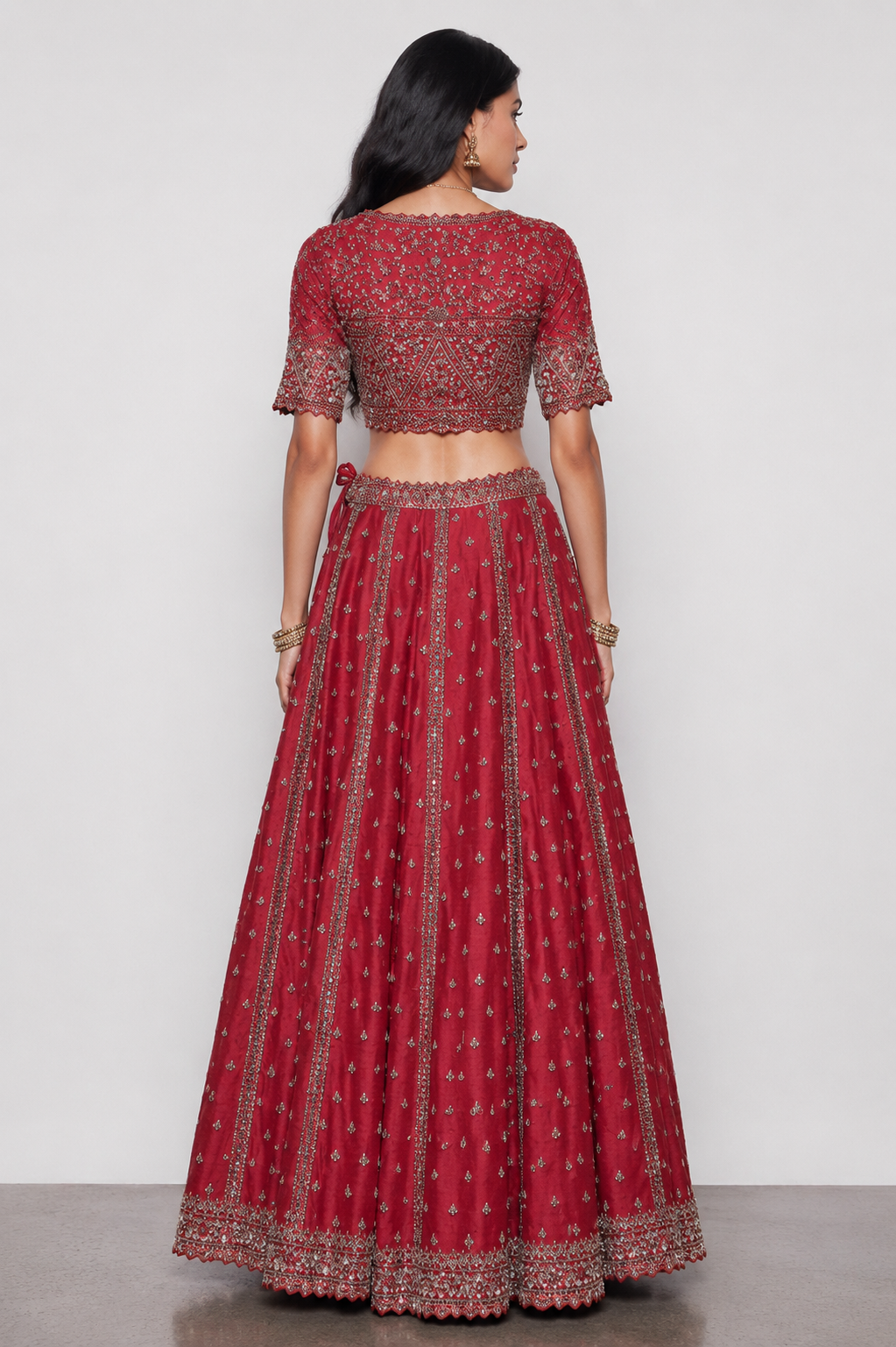Red Pure Silk Bridal Lehenga with Pure Hand Work Kardana and Pal Work