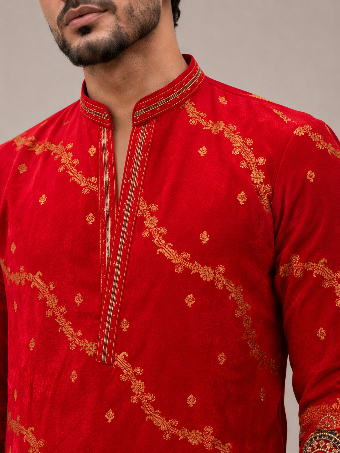 Red Silk Kurta Set