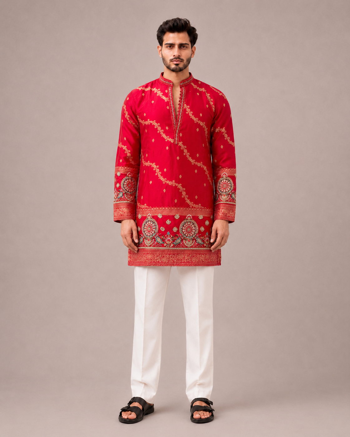 Red Silk Kurta Set
