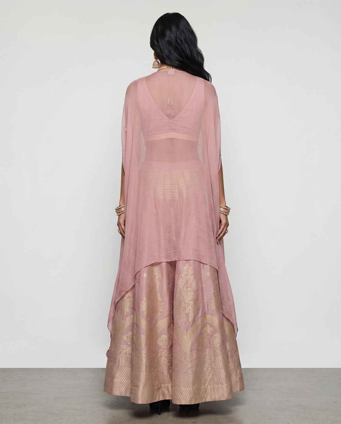 Lavender Organza Silk Indo Western Outfit with Zardozi and Pal Work