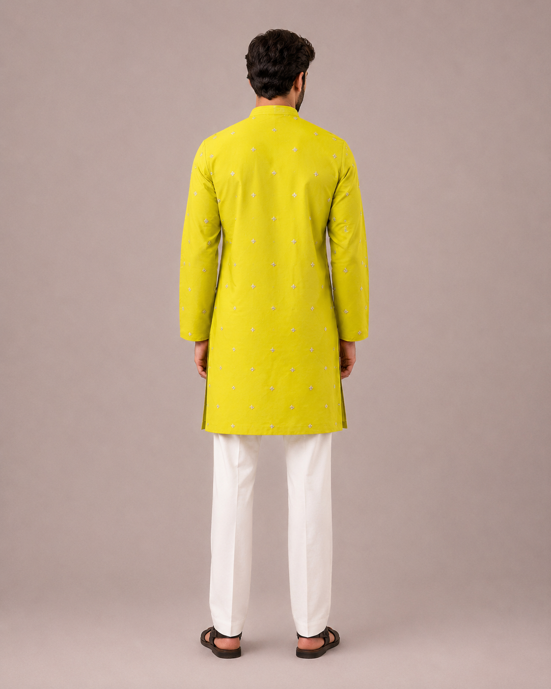 Yellow Pure Silk Kurta Set with Machine Embroidery Work