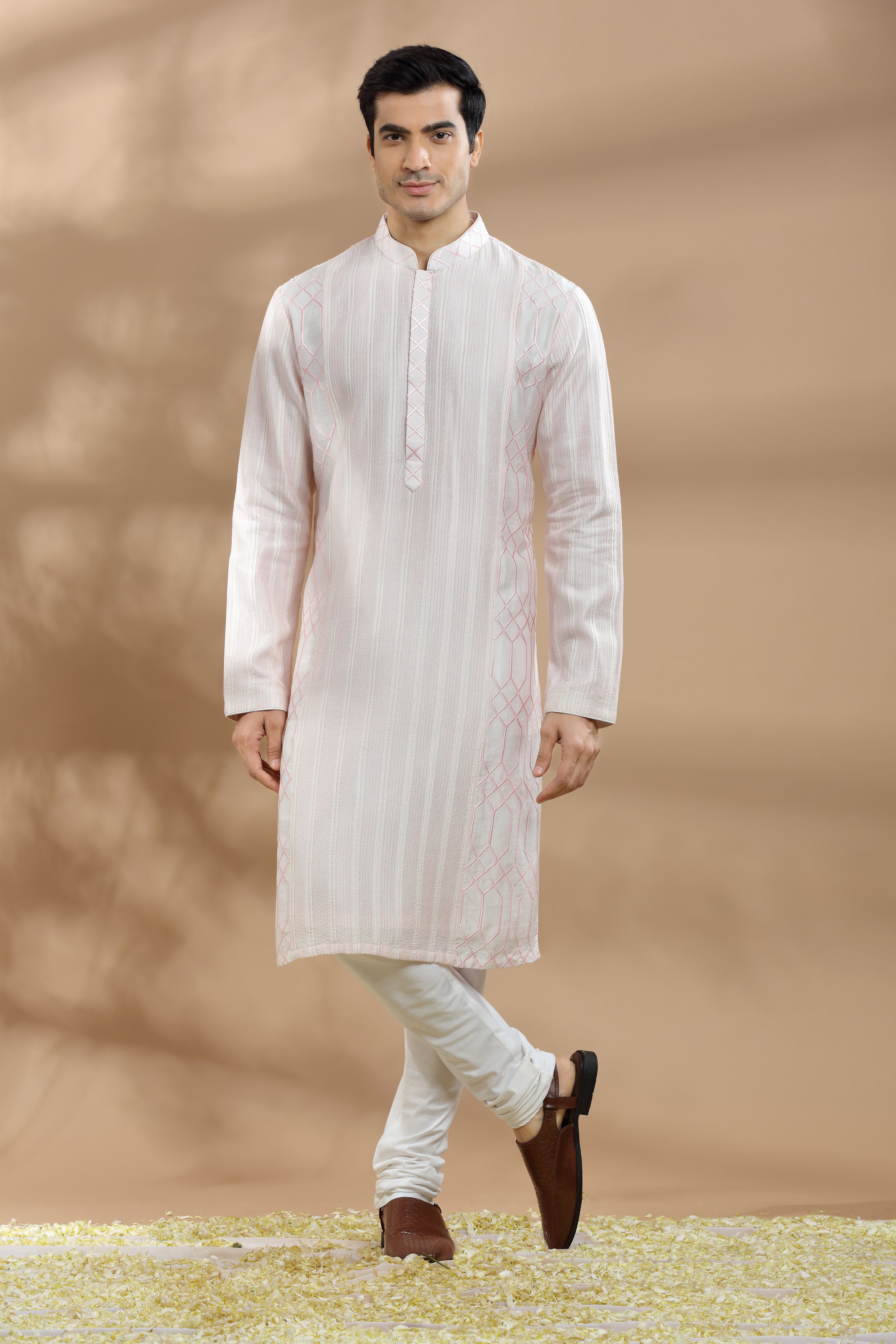 pink kurta for men
