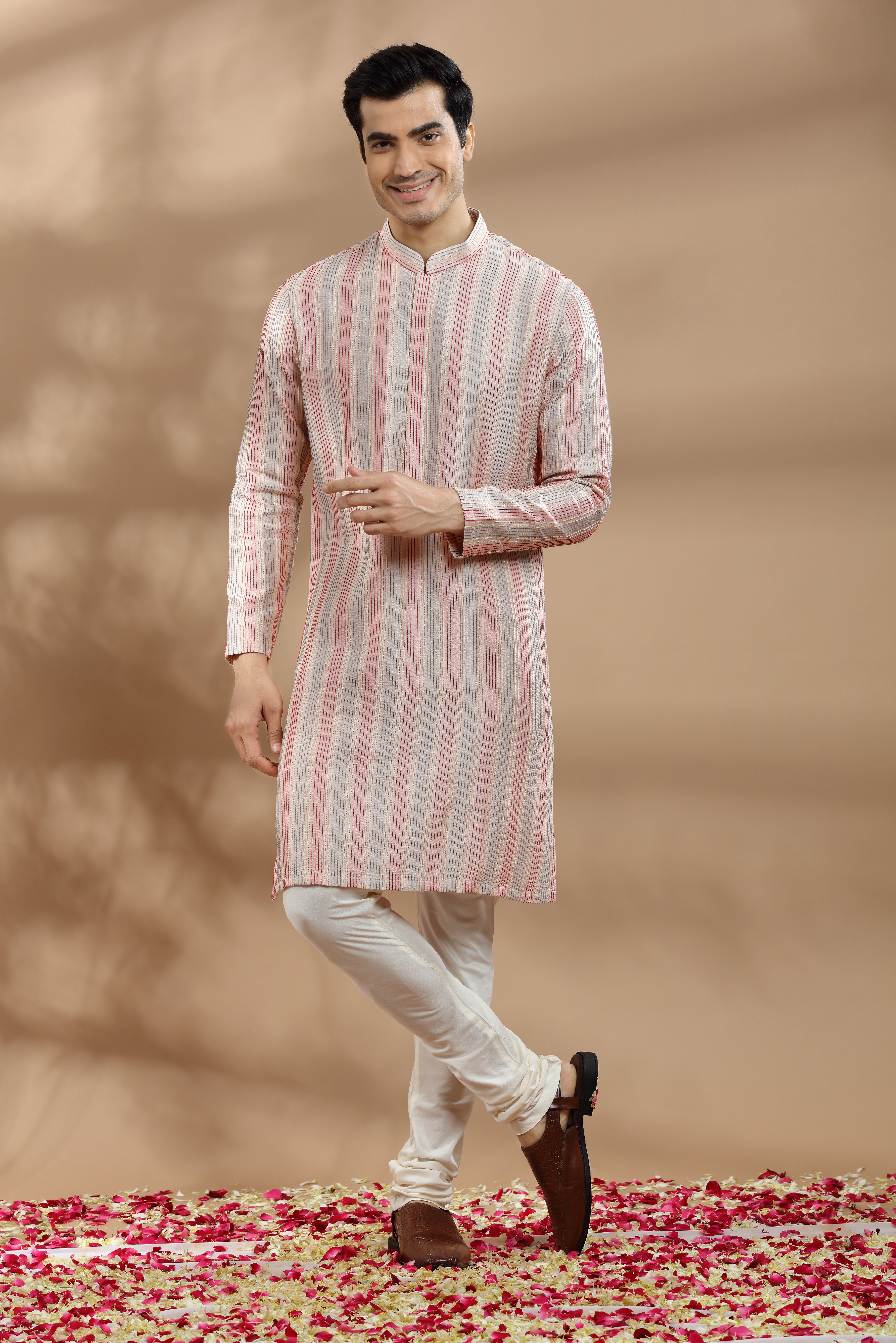 pink kurta for men