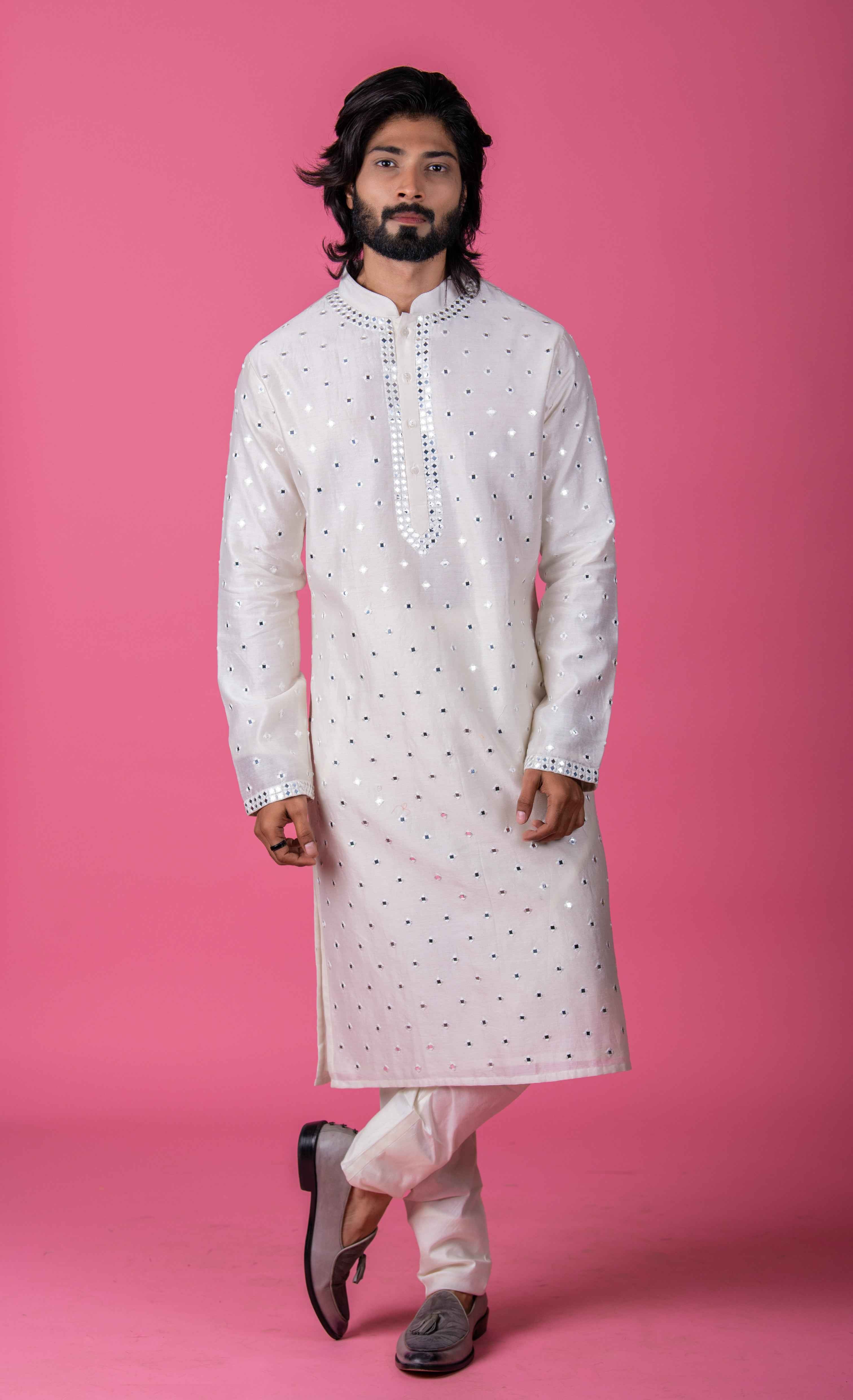 Off-White Chanderi Silk Kurta Set