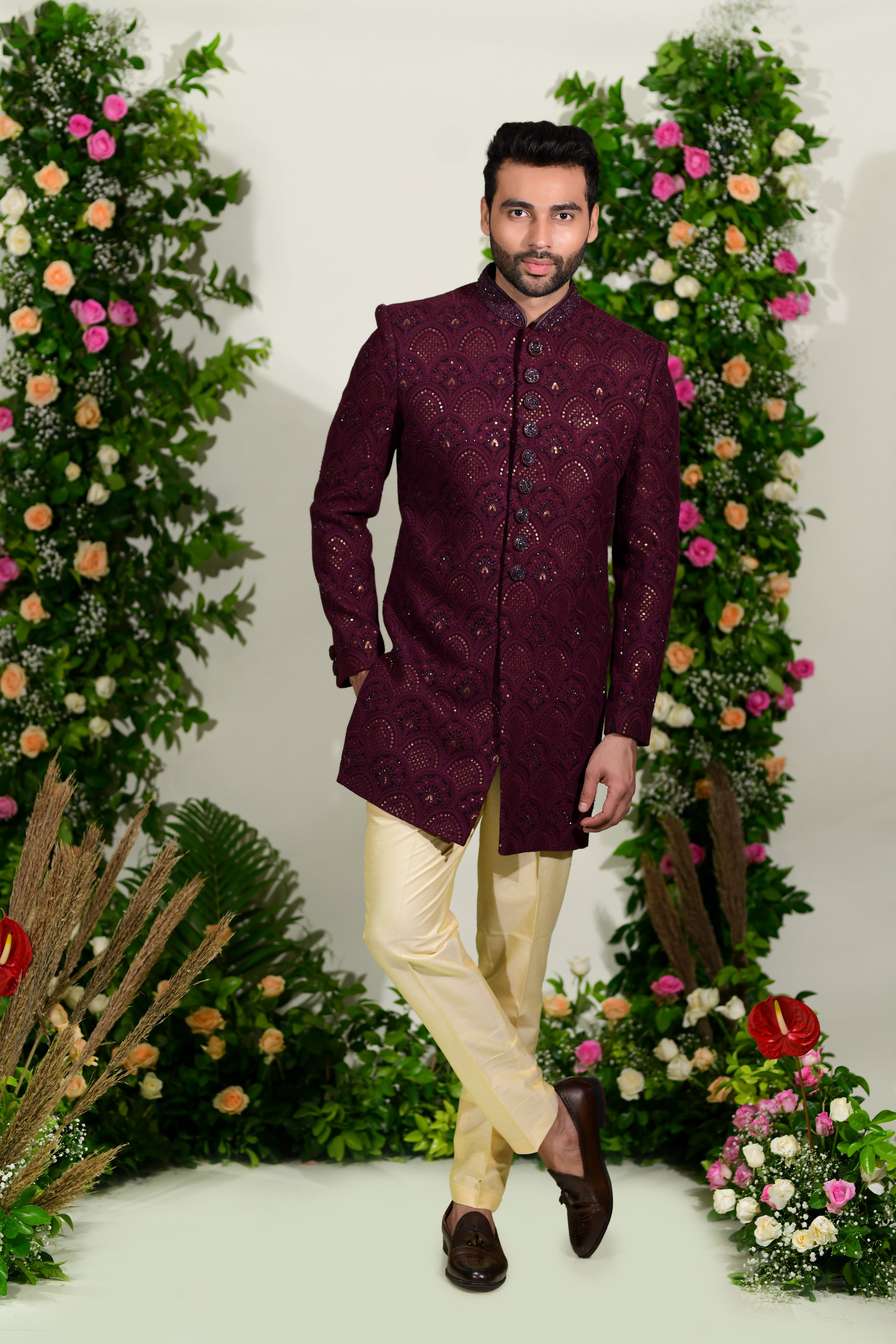 indo western groom dress