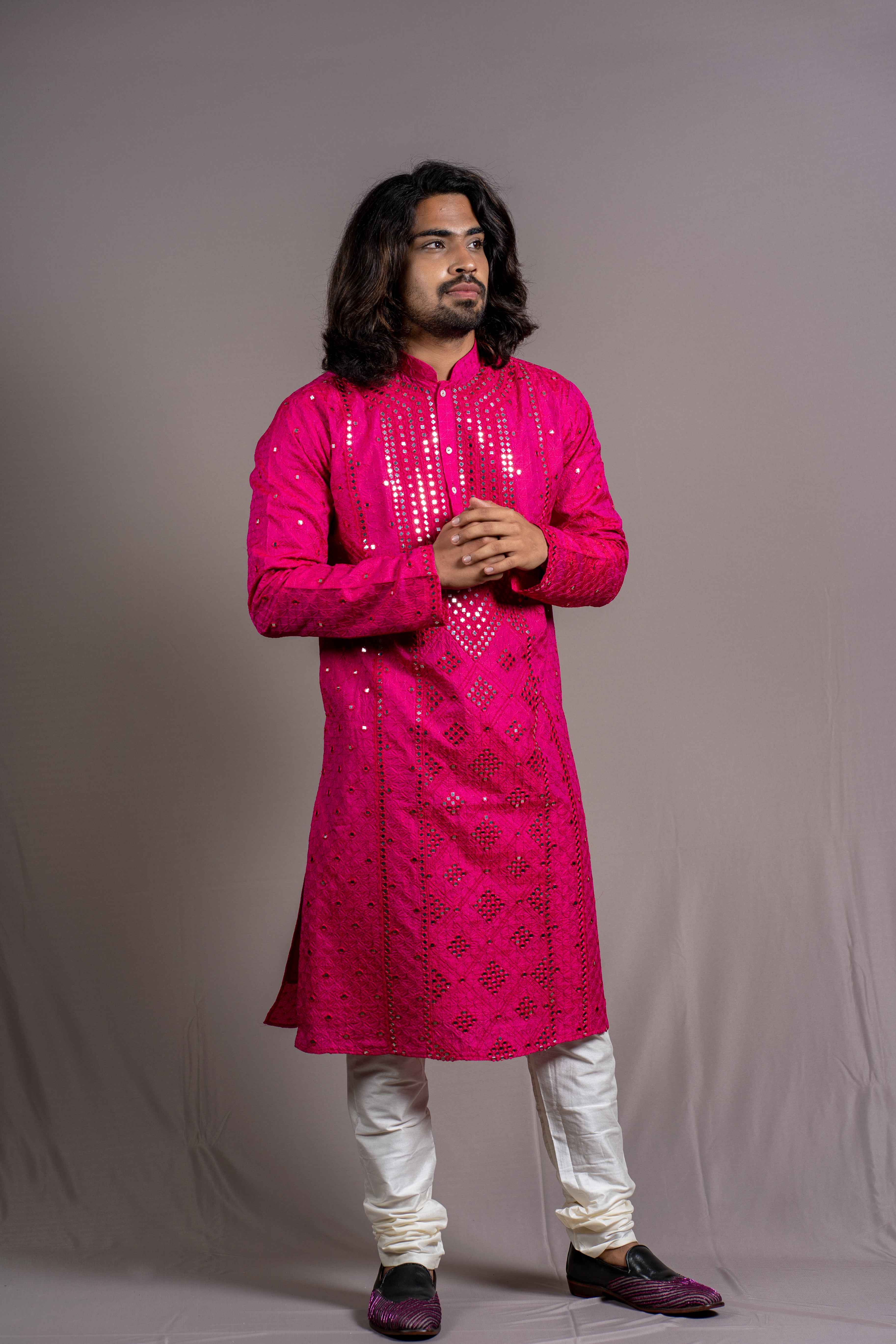 Hot Pink Silk Premium Kurta Set