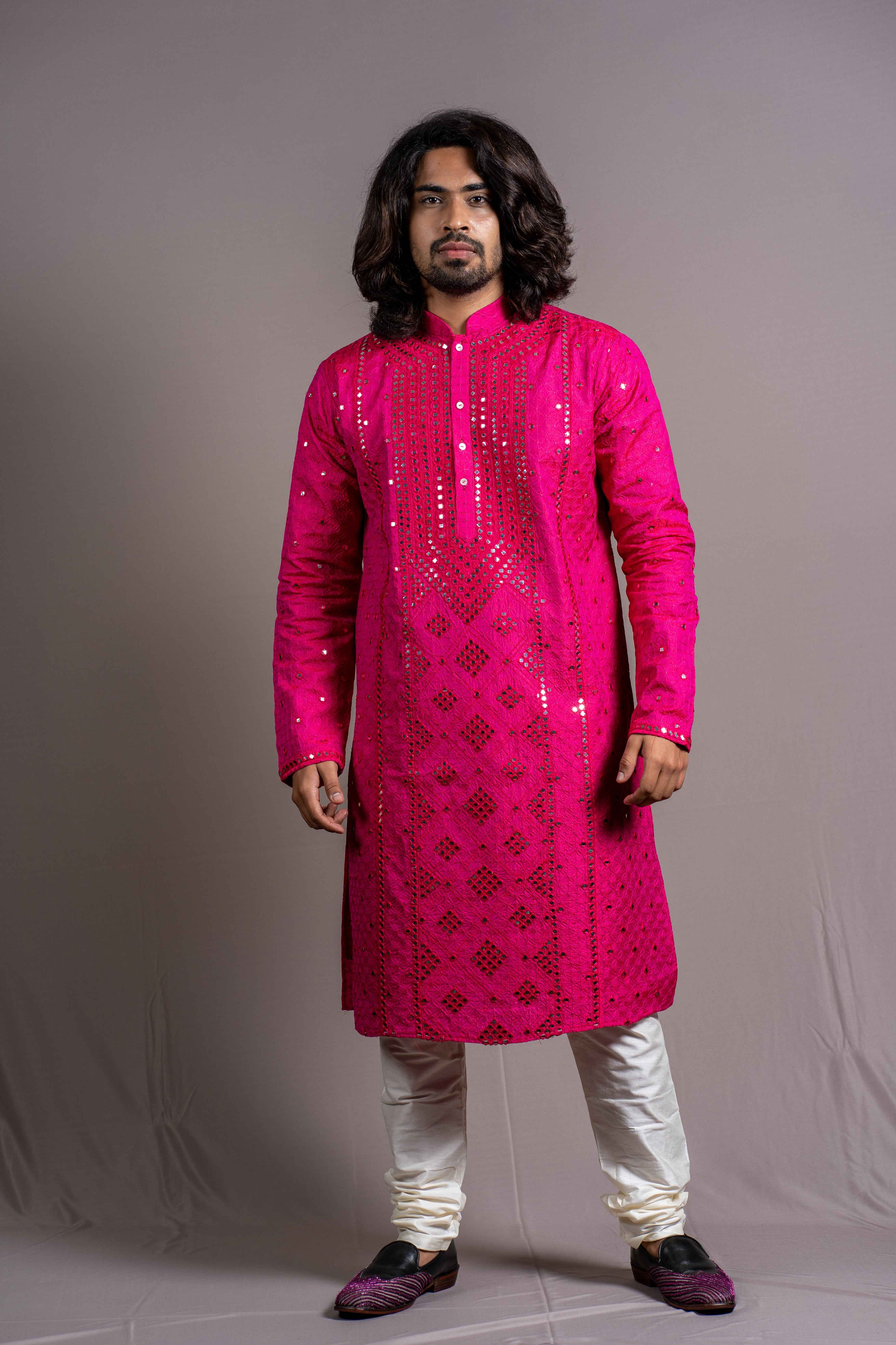 Hot Pink Silk Premium Kurta Set