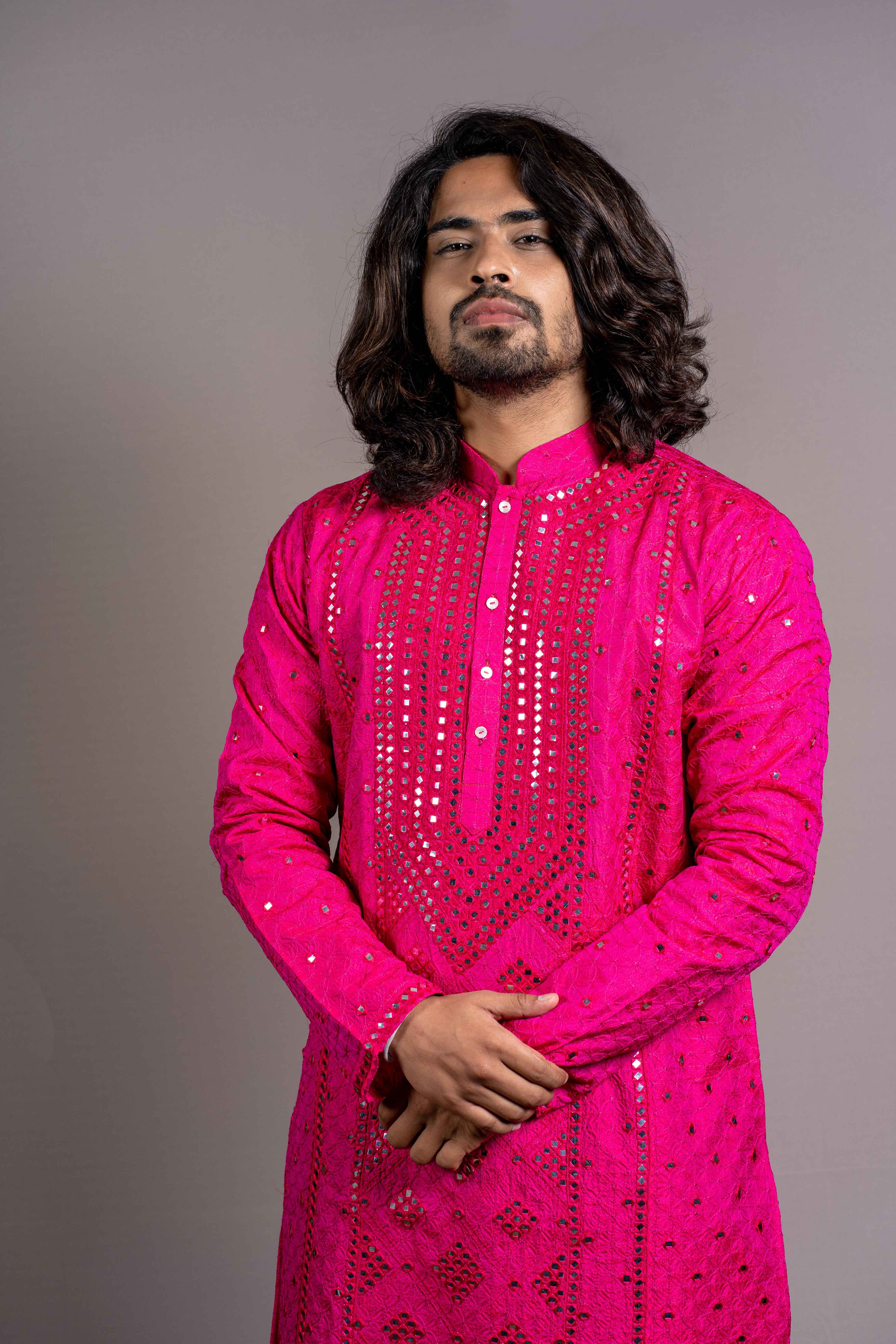 Hot Pink Silk Premium Kurta Set