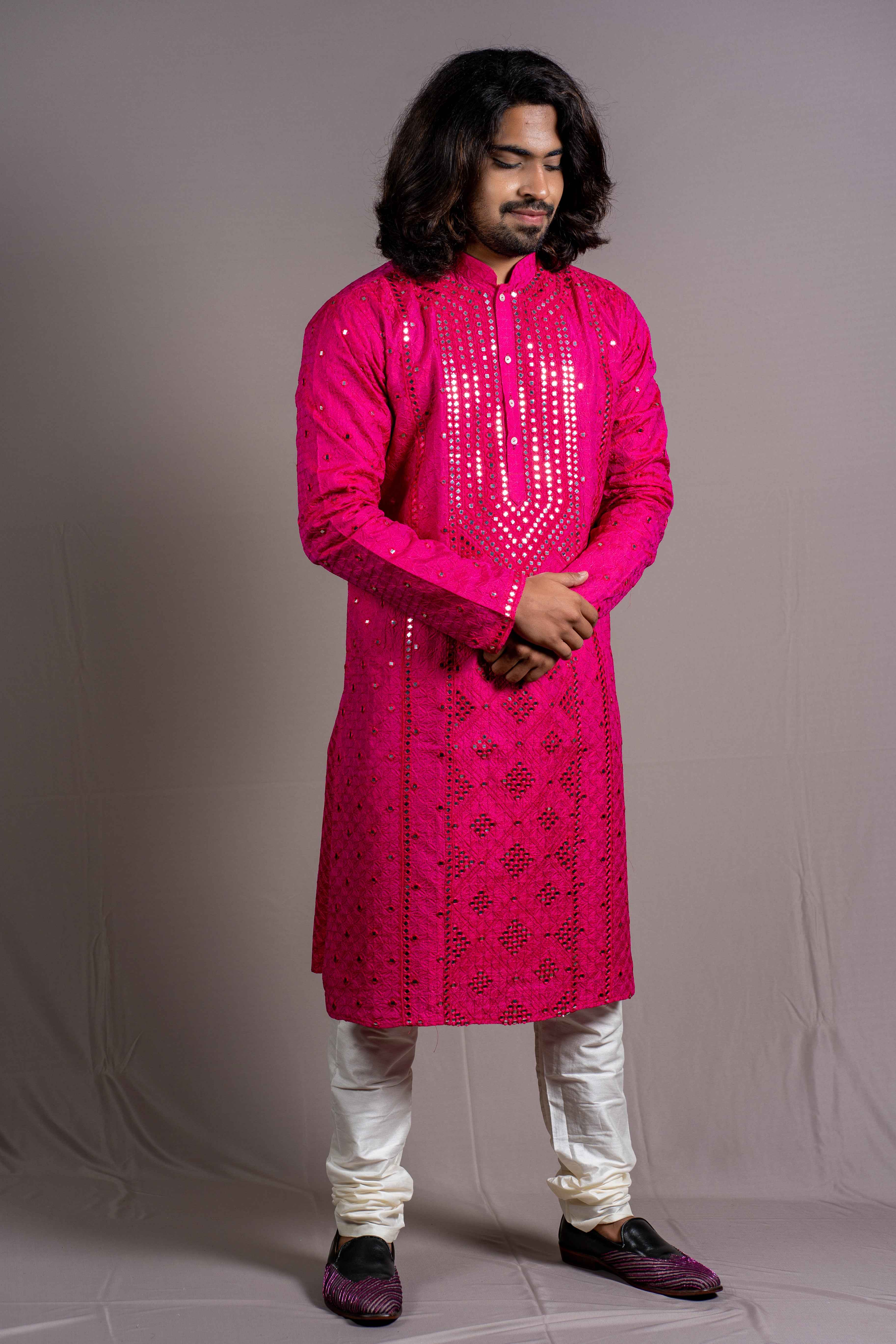 Hot Pink Silk Premium Kurta Set