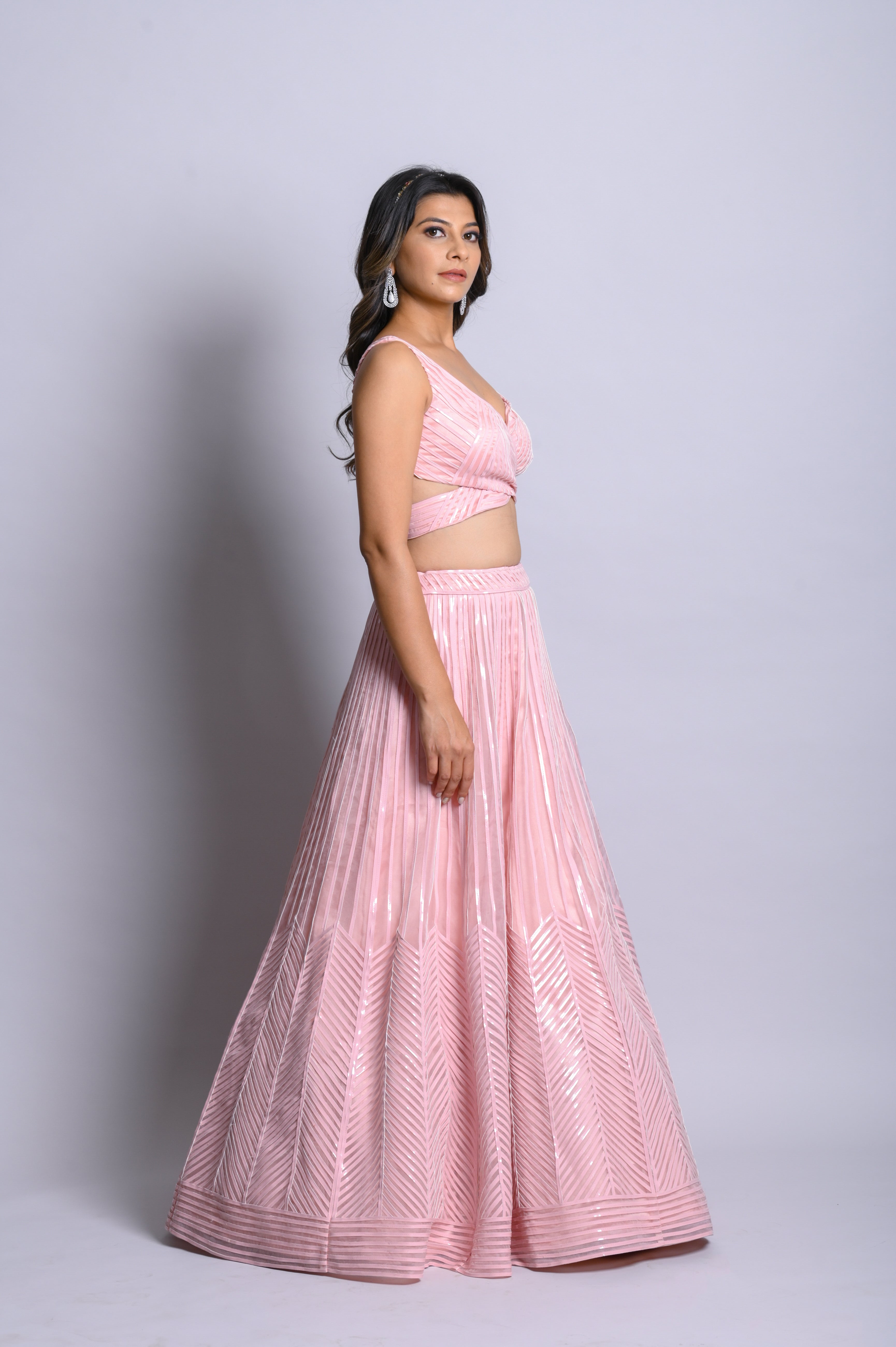 Pink Lather Lehenga With Lather Work | Shreeman