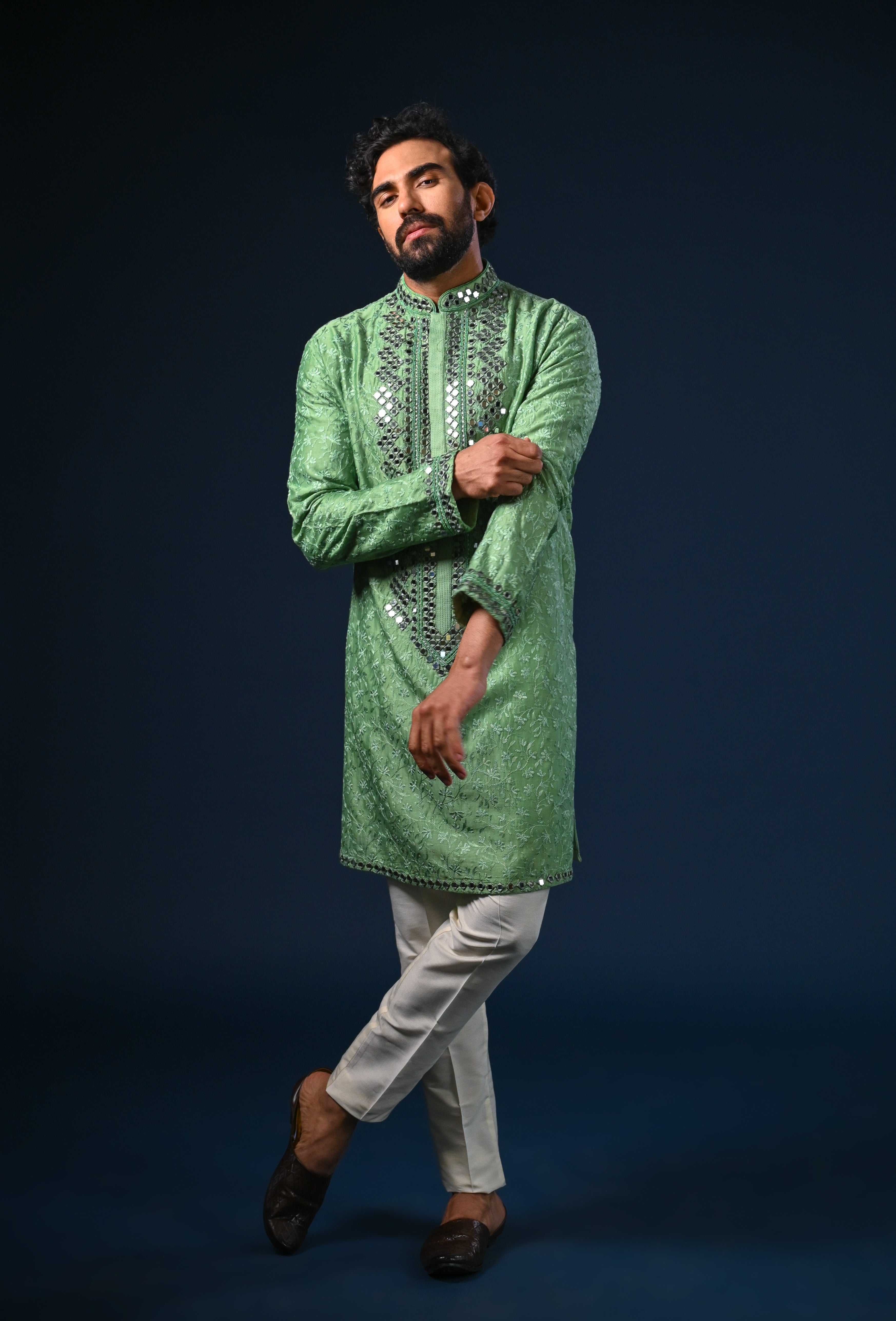 green kurta set