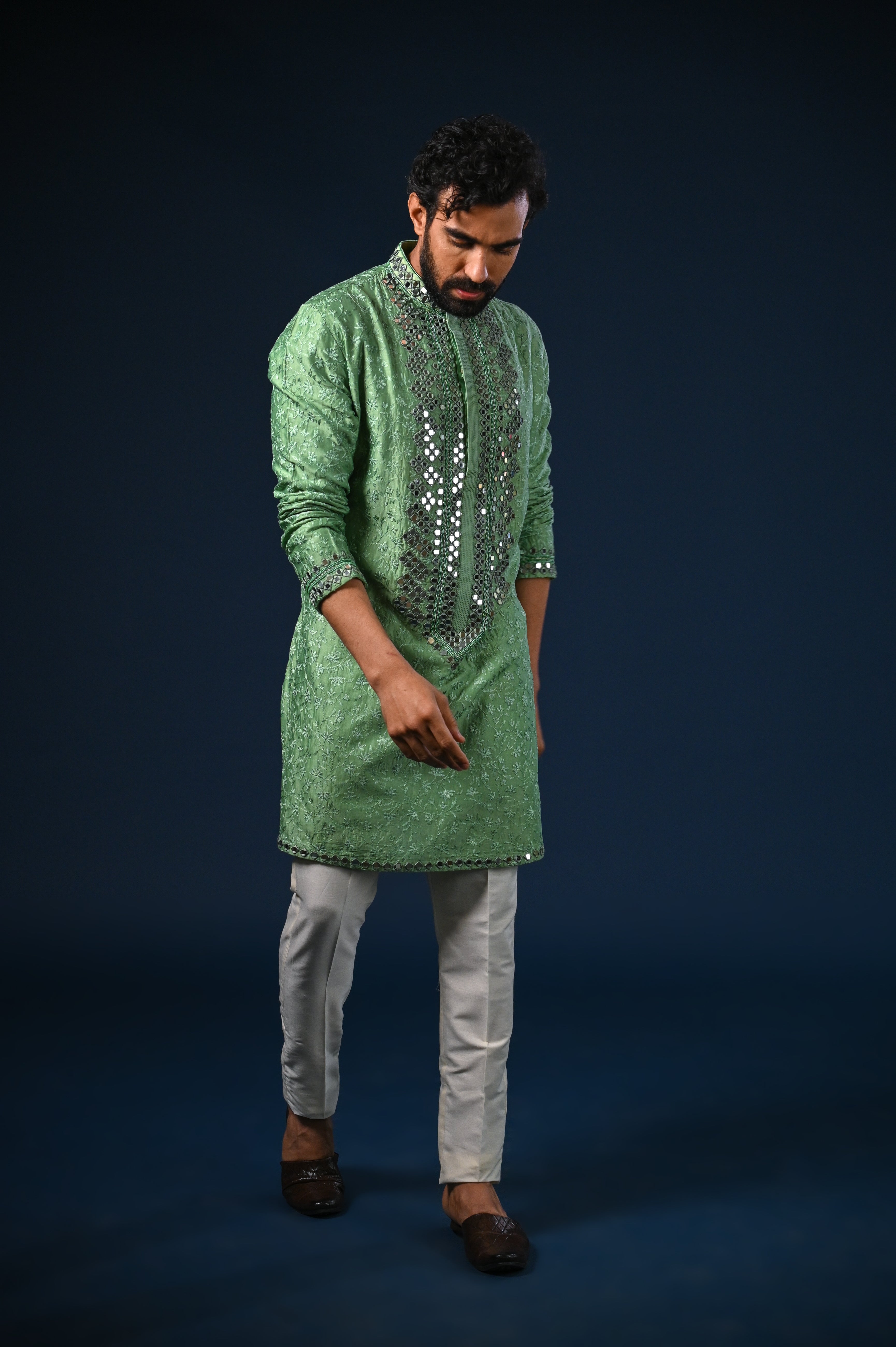 green kurta set