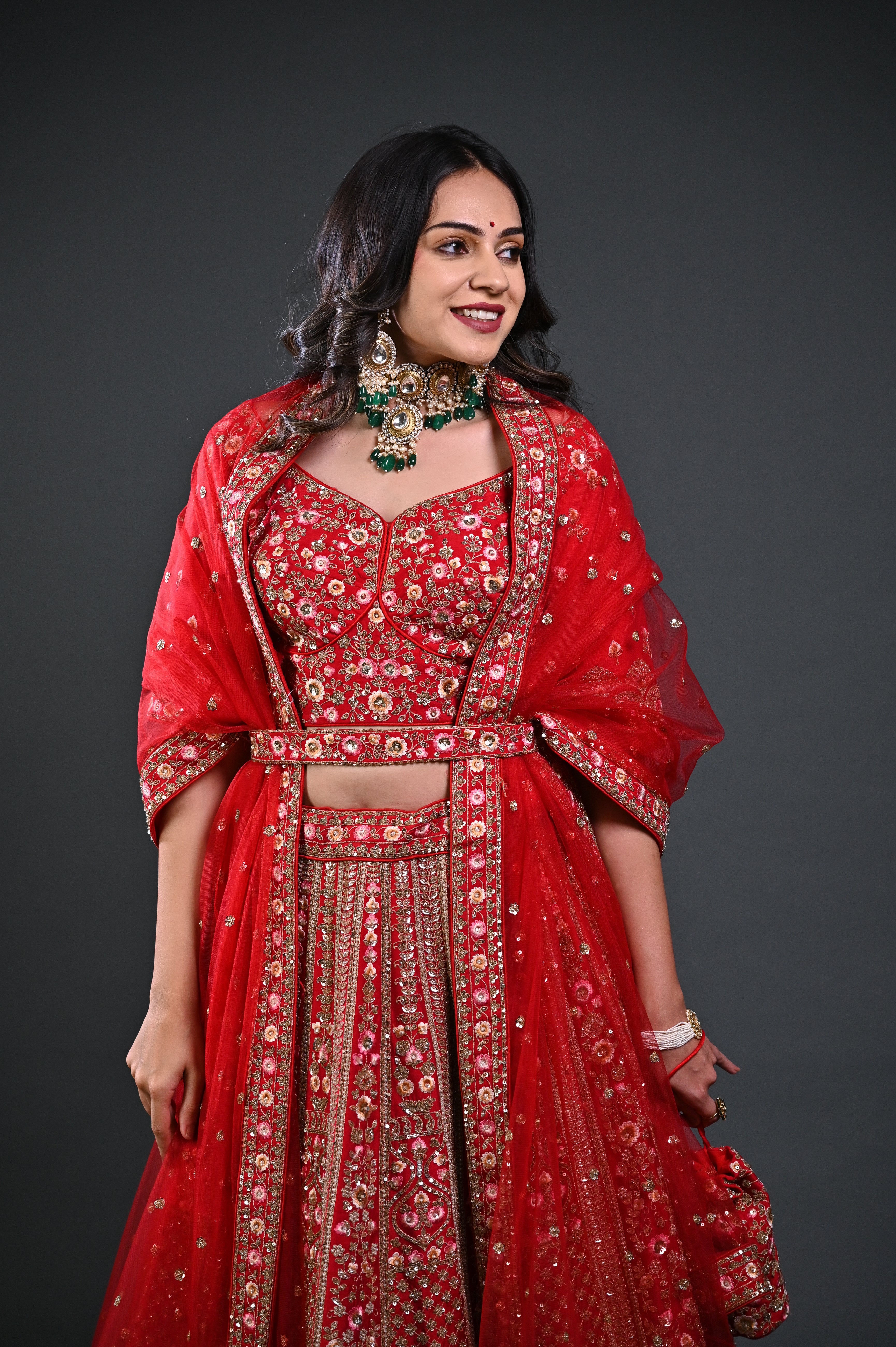 maroon bridal lehenga