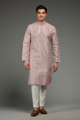 Pastel Pink Kurta Set with Resham and Mirror Embroidery
