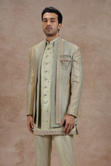 Sage Green Indowestern Jacket Set with Floral Embroidery