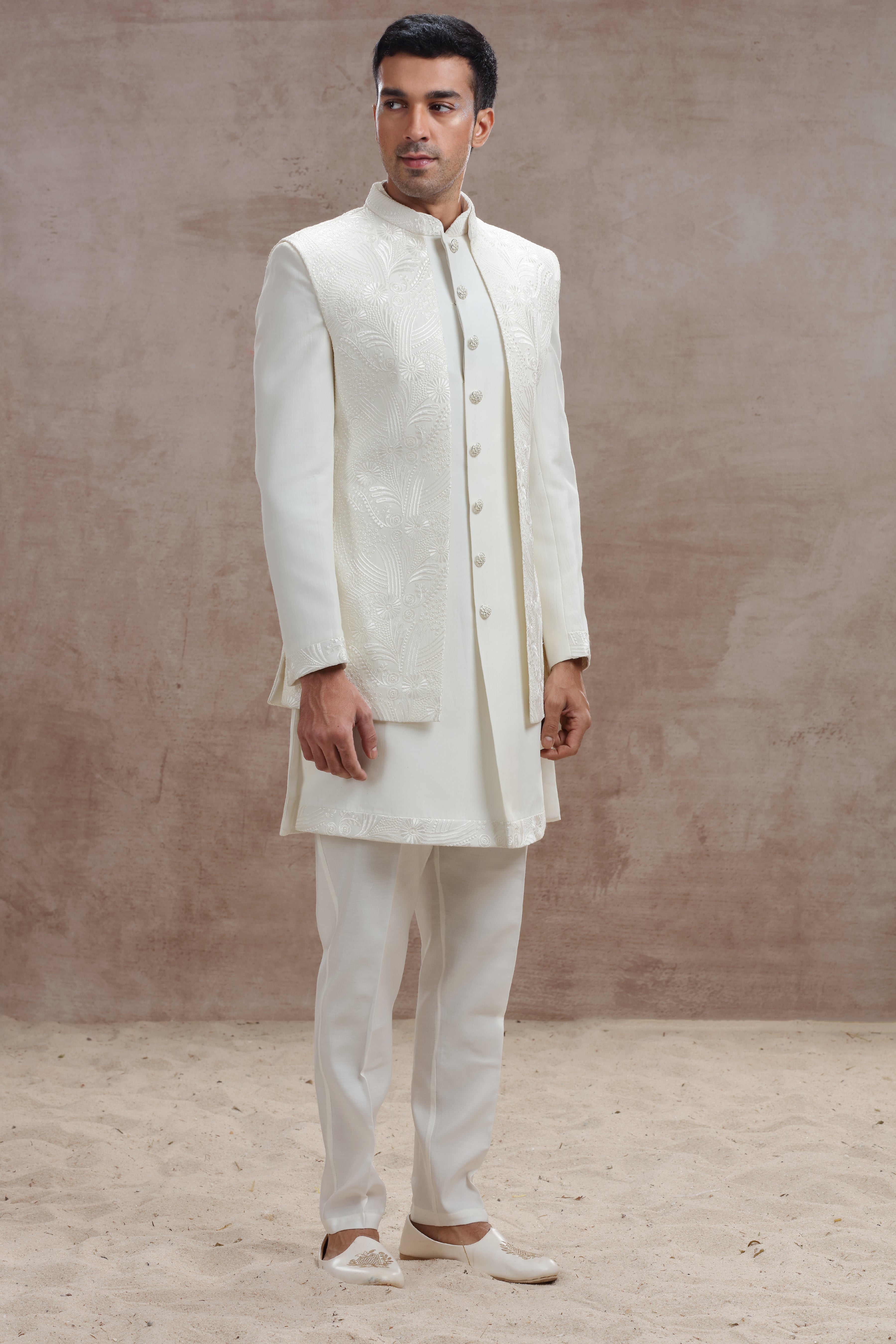 White Indo-Western with Exquisite Chikankari Work