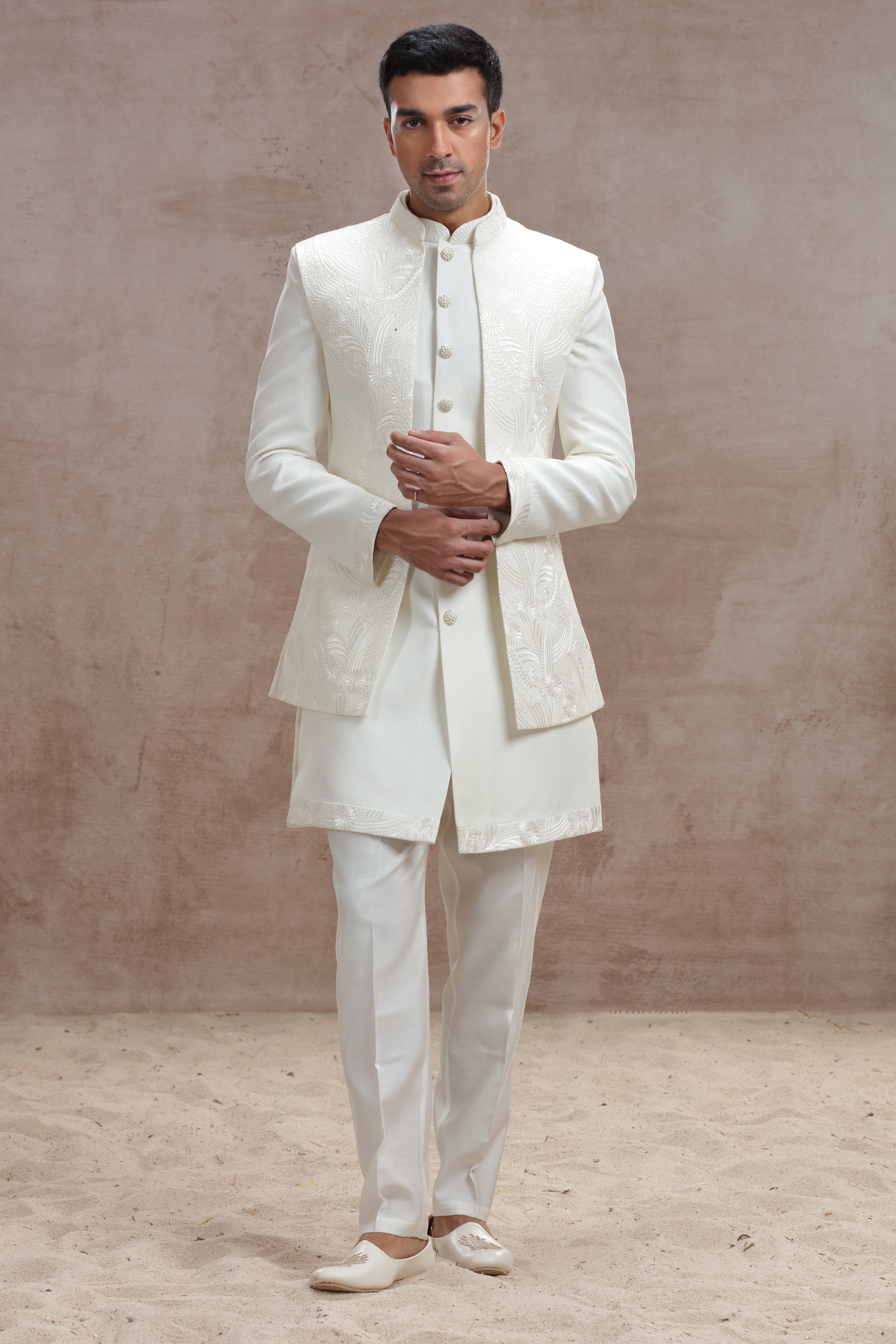 White Indo-Western with Exquisite Chikankari Work