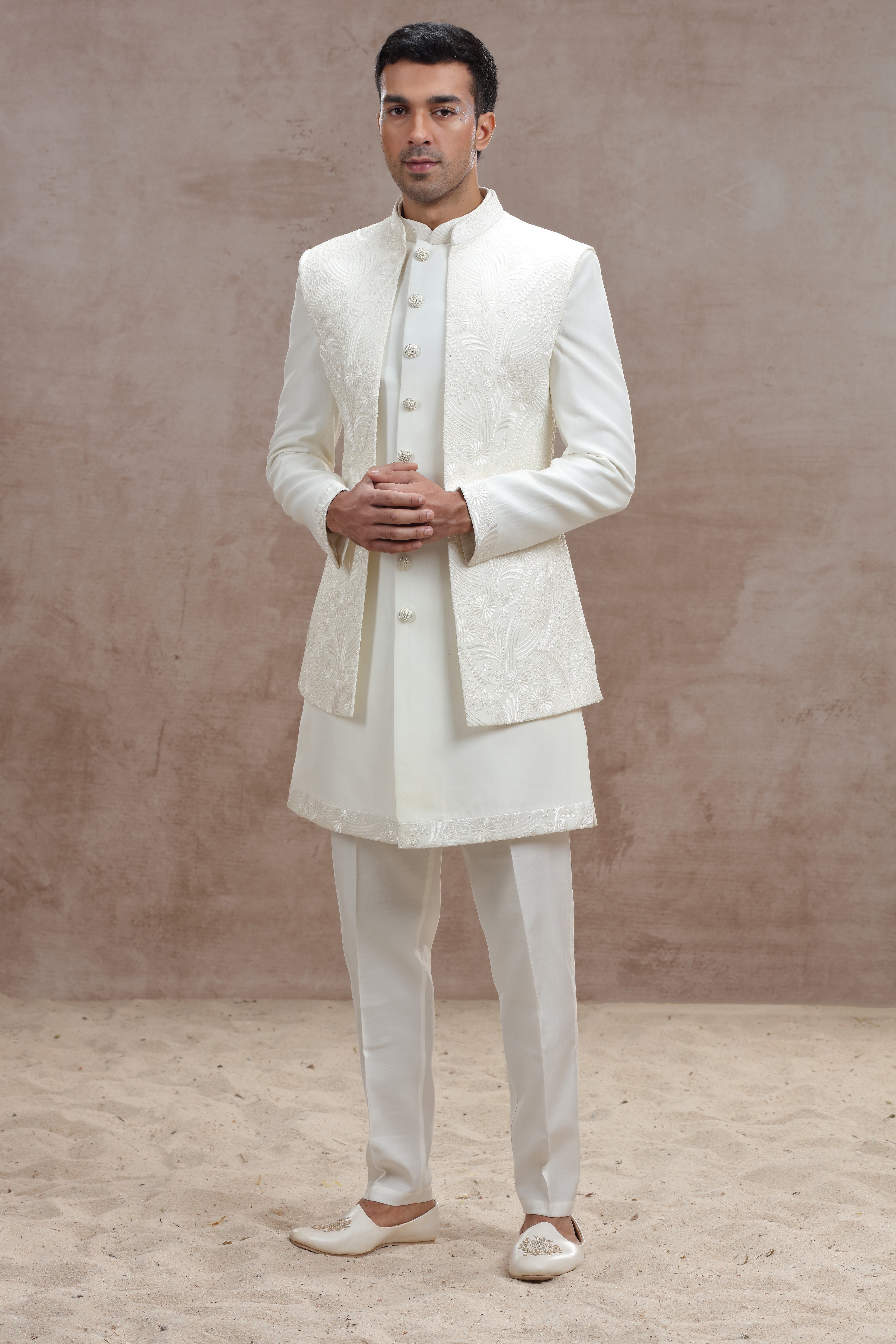 White Indo-Western with Exquisite Chikankari Work