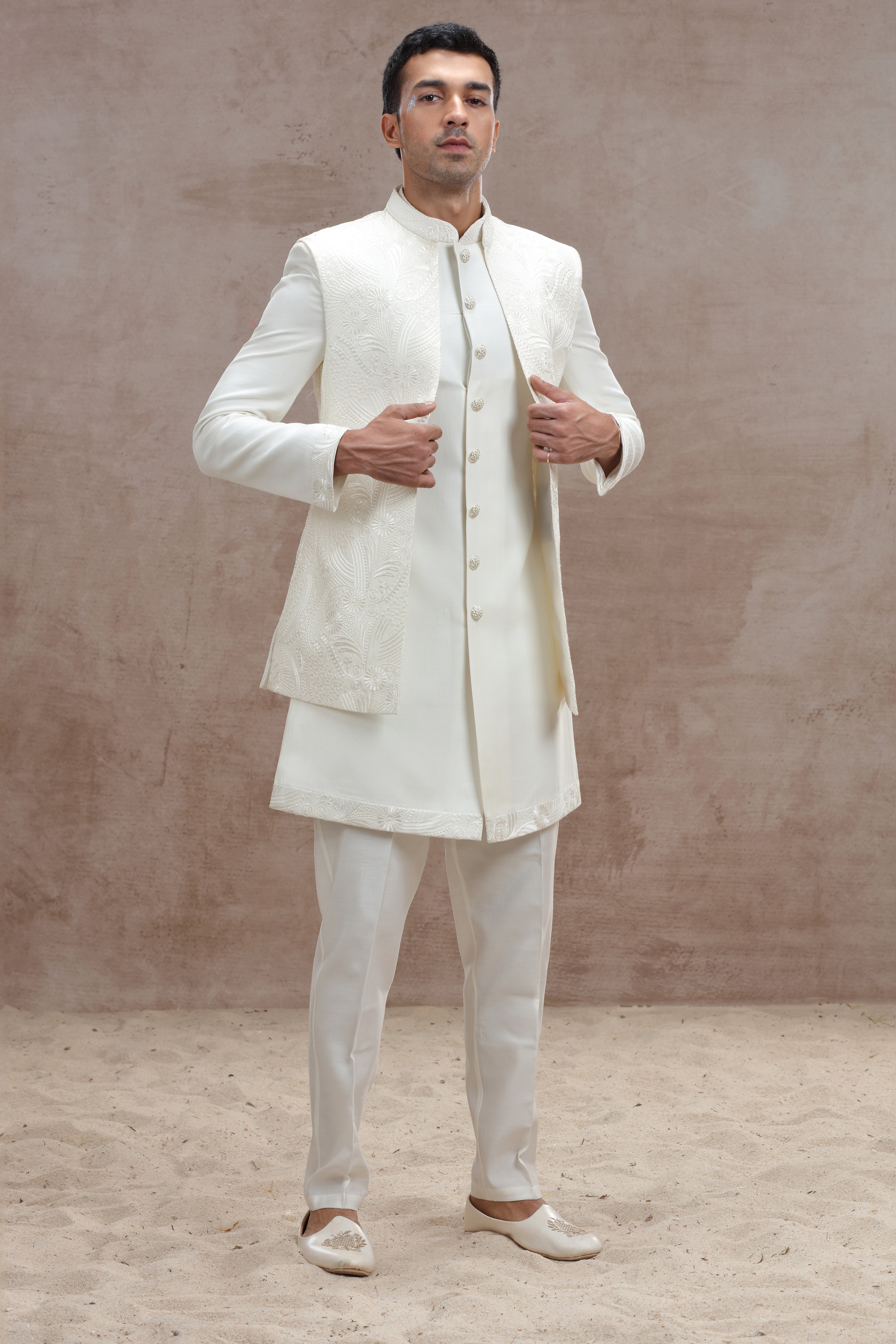 White Indo-Western with Exquisite Chikankari Work