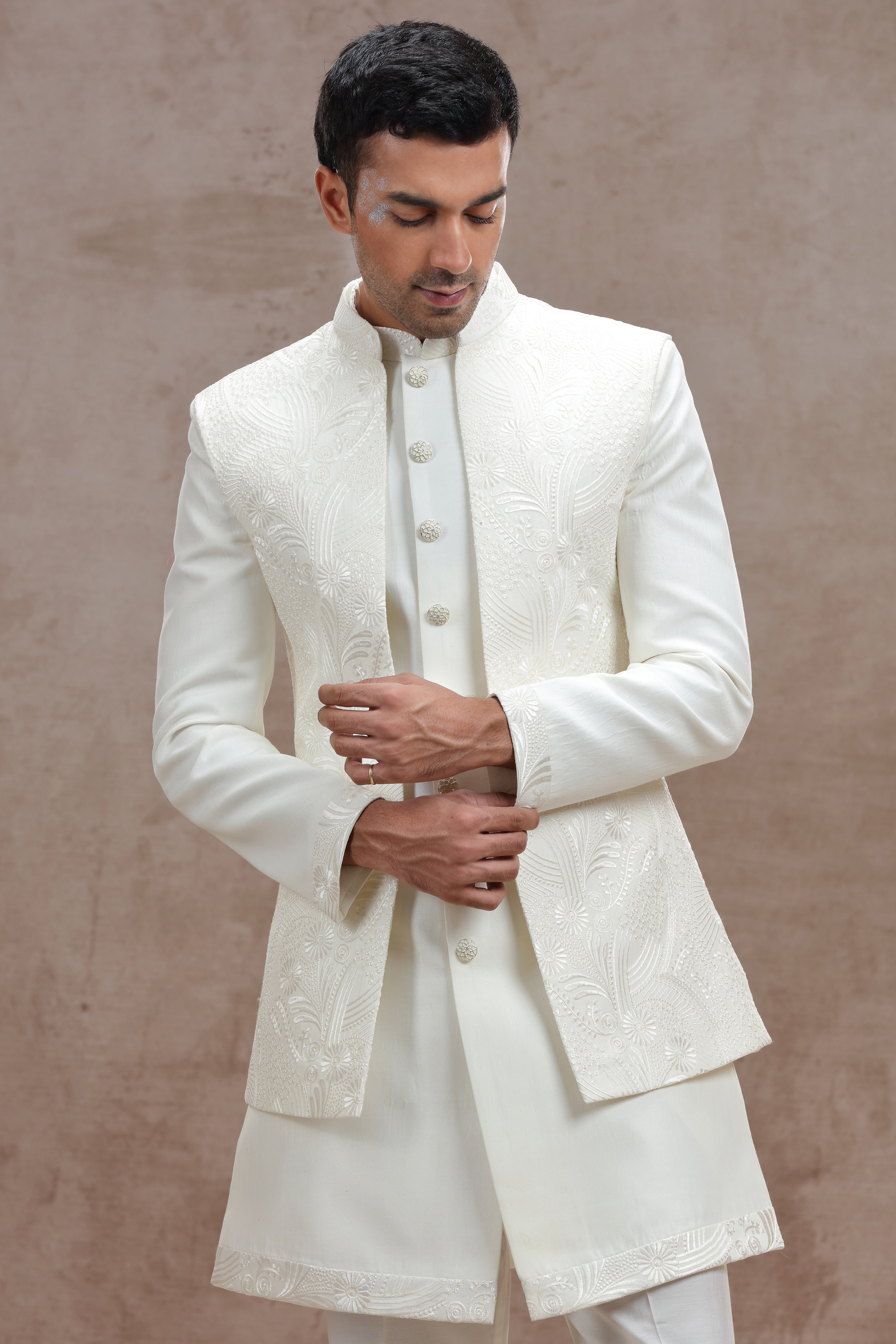 White Indo-Western with Exquisite Chikankari Work