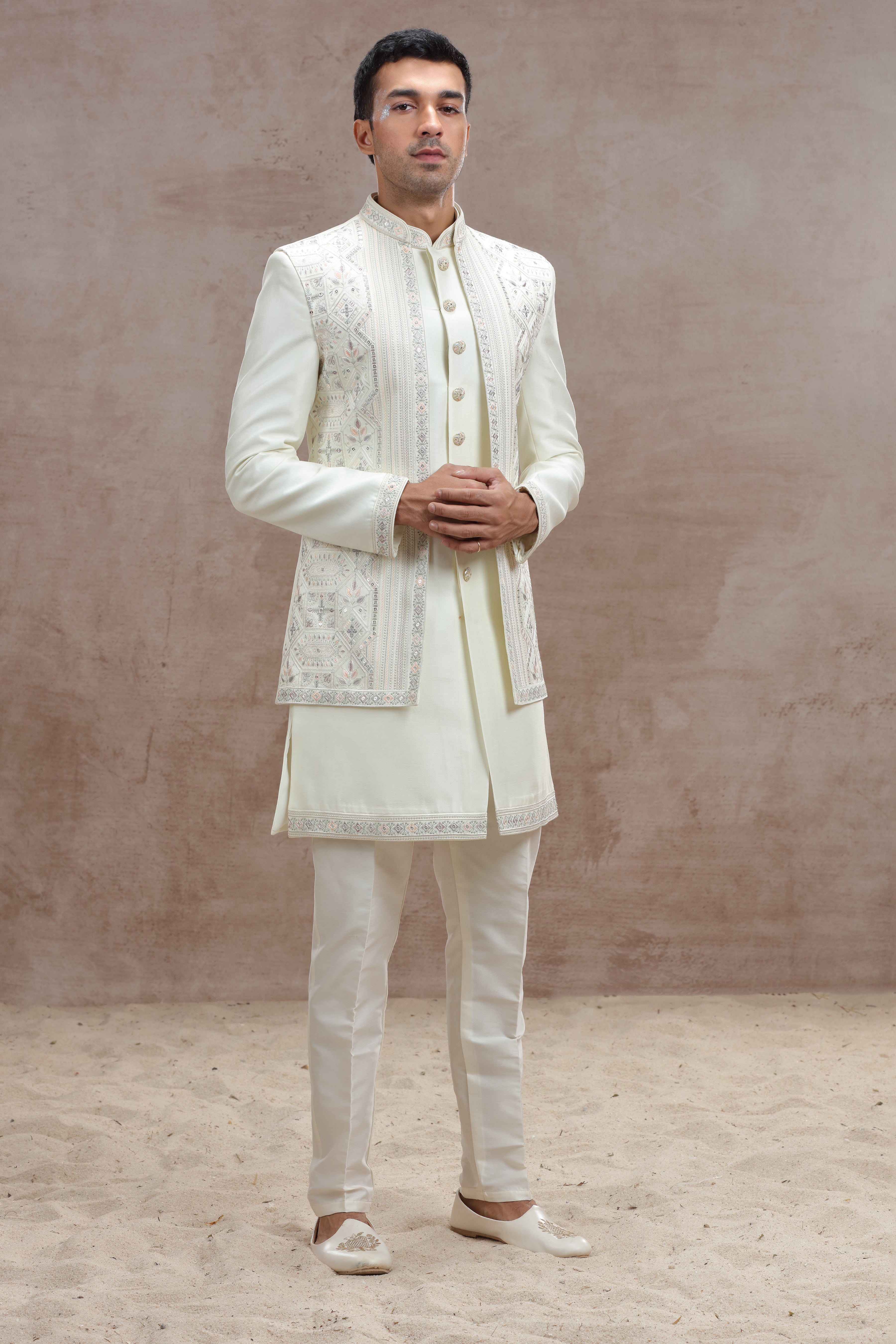 Ivory Indo Western with Chikankari Work