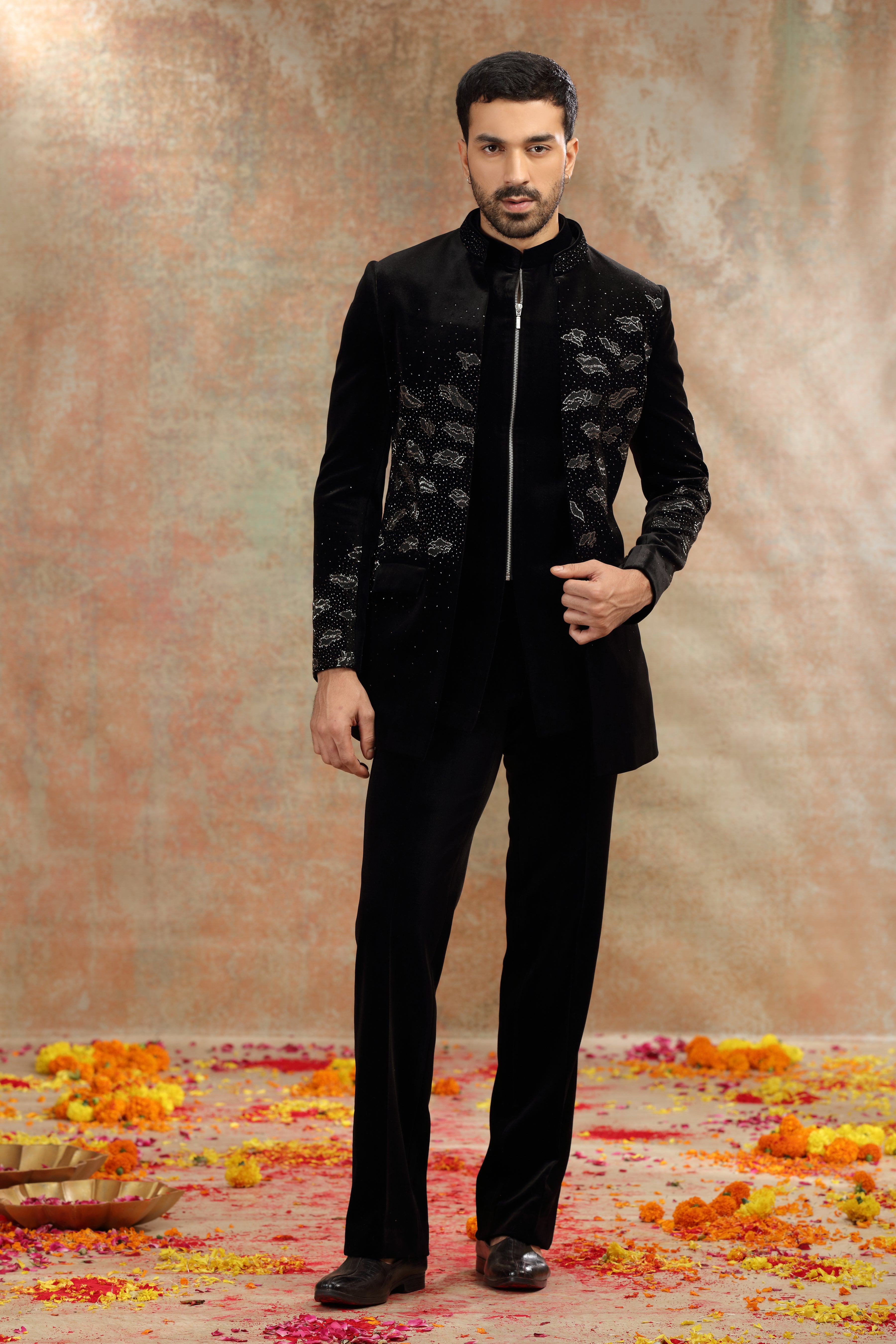 Black Velvet Indo Set with Cutdana Work