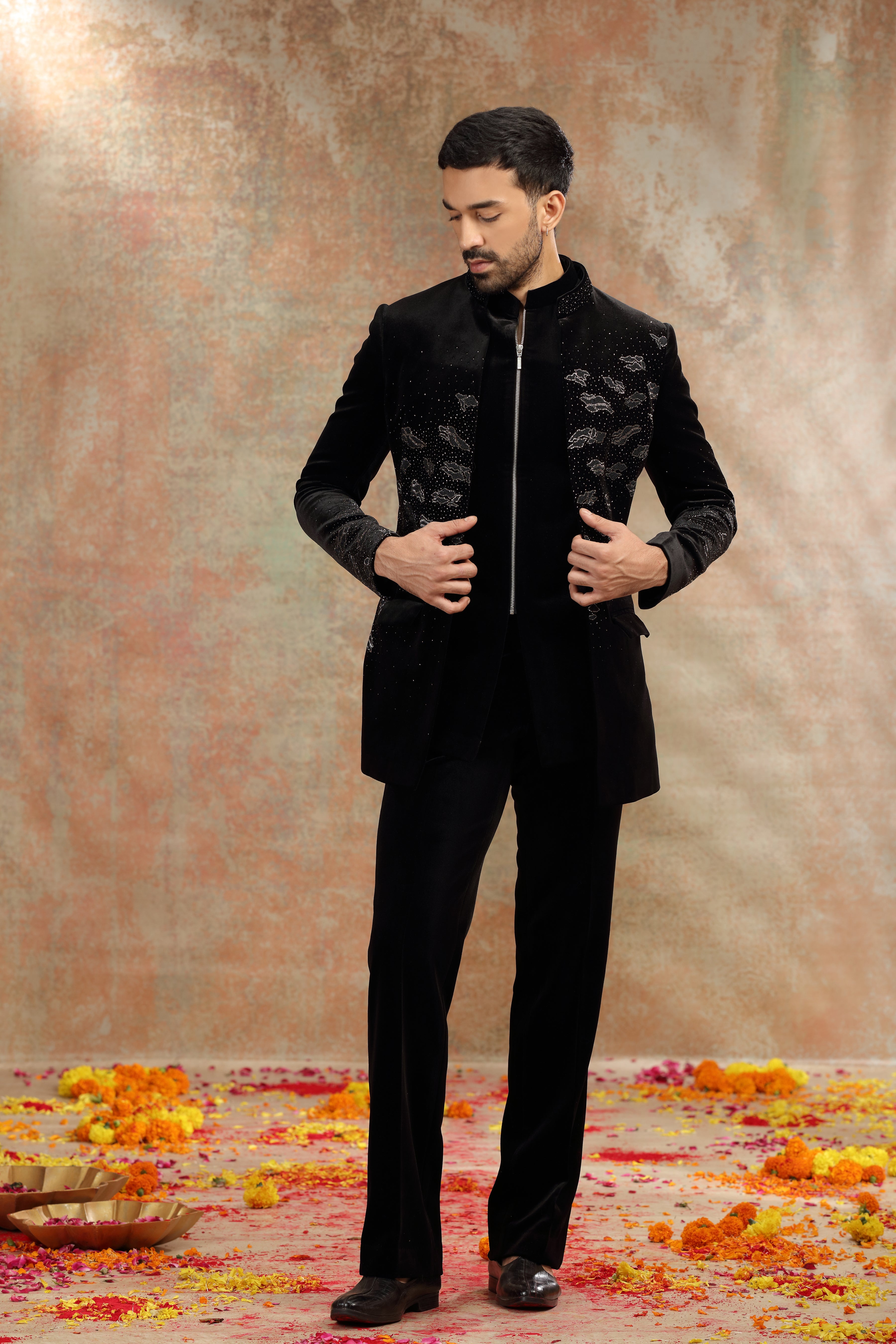 Black Velvet Indo Set with Cutdana Work