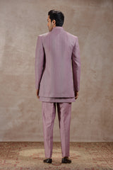 Lilac Indowestern Jacket Set with Geometric Embroidery