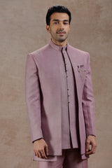 Lilac Indowestern Jacket Set with Geometric Embroidery