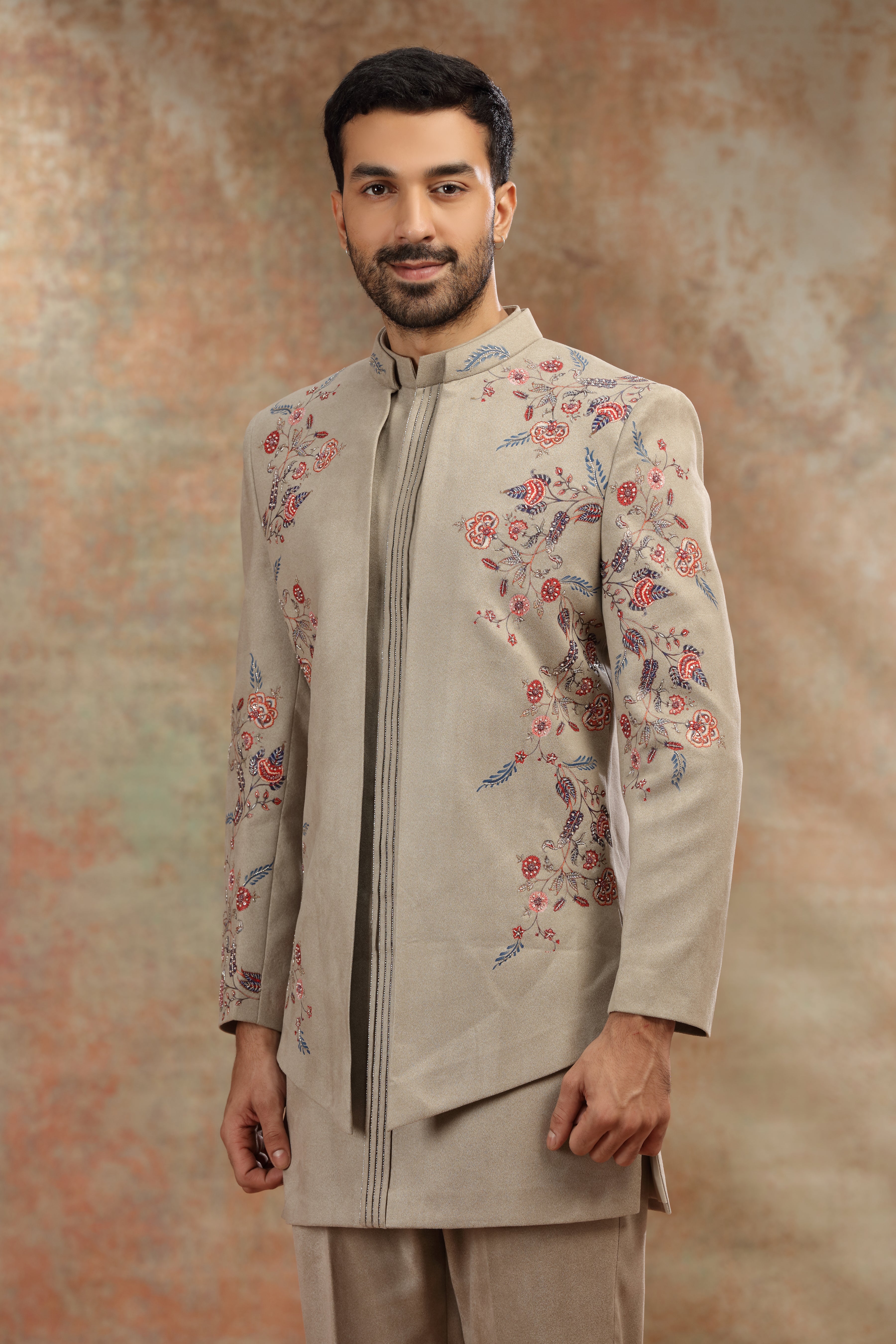 Olive Green Silk Jodhpuri Suit with Cutdana Work