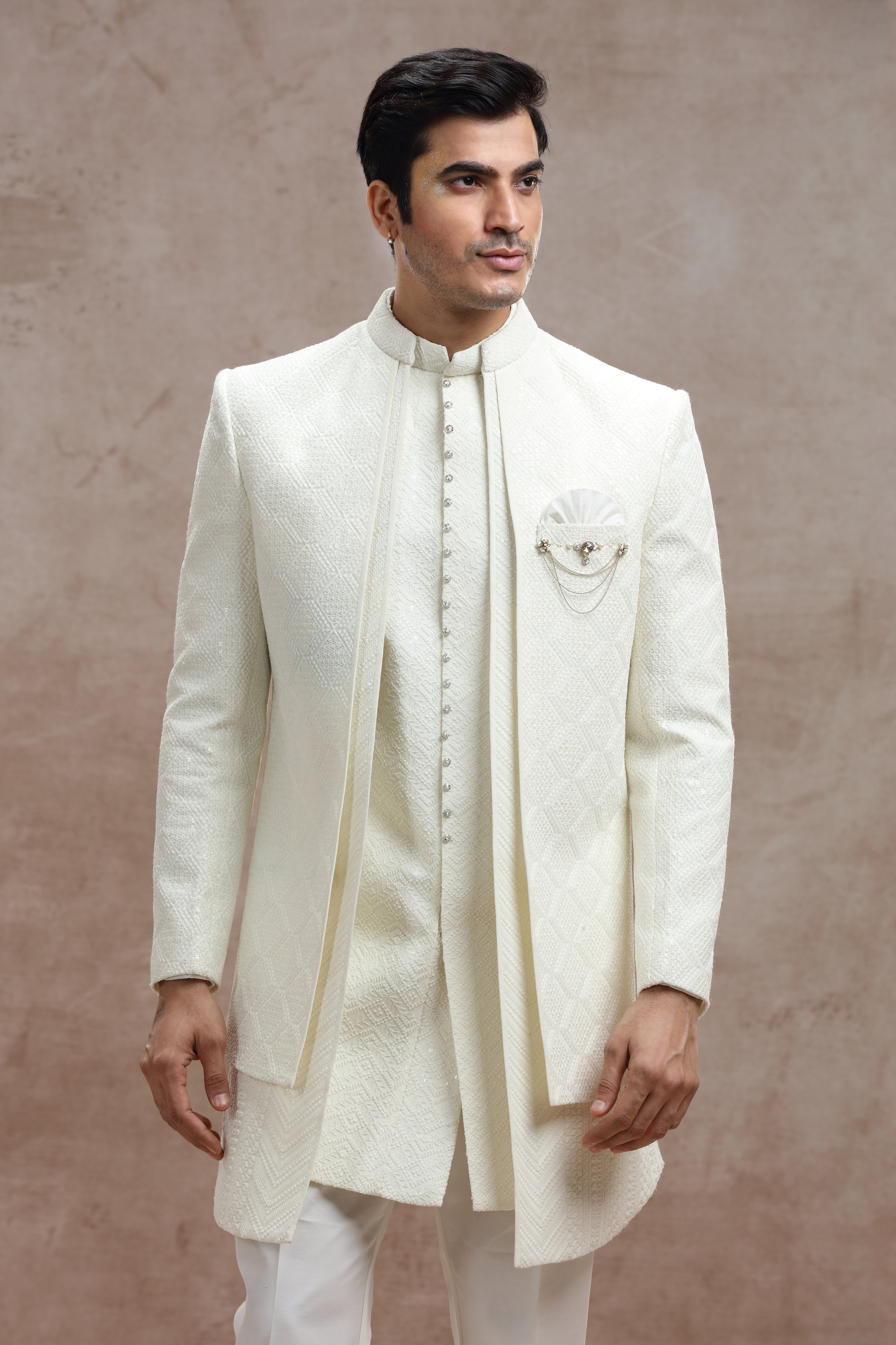 Ivory Color Indo Western with Chikankari Embroidery