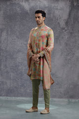 Peach Kurta with Sequins Embroidery