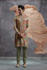 Peach Kurta with Sequins Embroidery