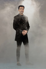 Black Jodhpuri Jacket with Placement Embroidery
