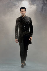 Black Jodhpuri Jacket with Placement Embroidery