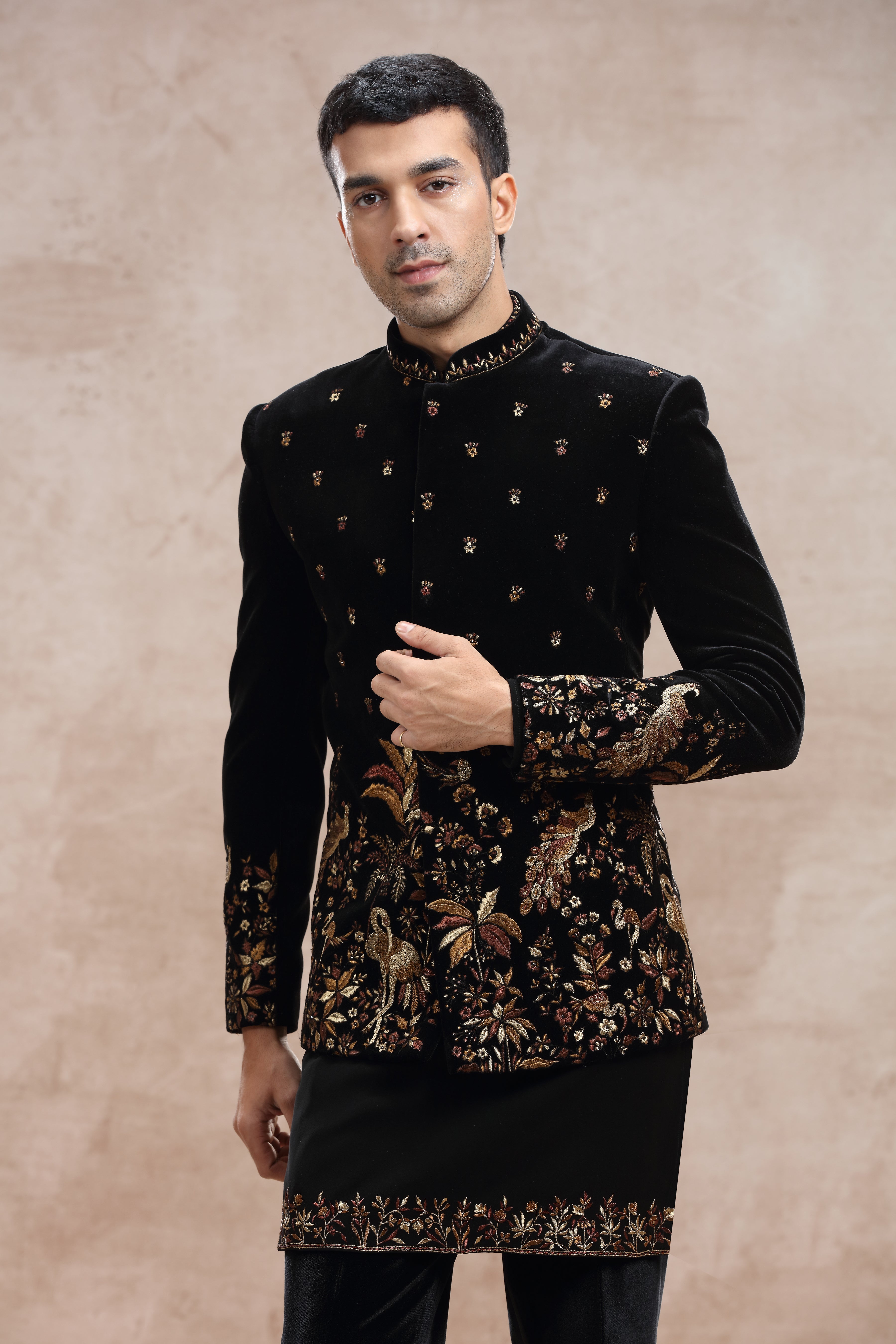 Black Silk Indo Western with Kasab Thread Work