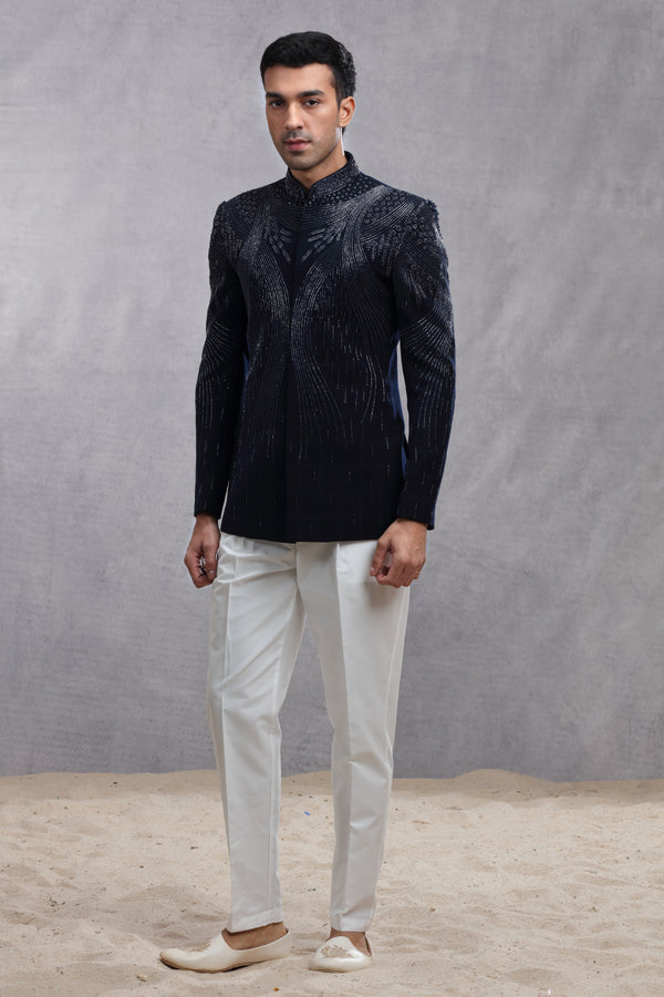 Grey Jodhpuri Suit with Exquisite Jardoji Work