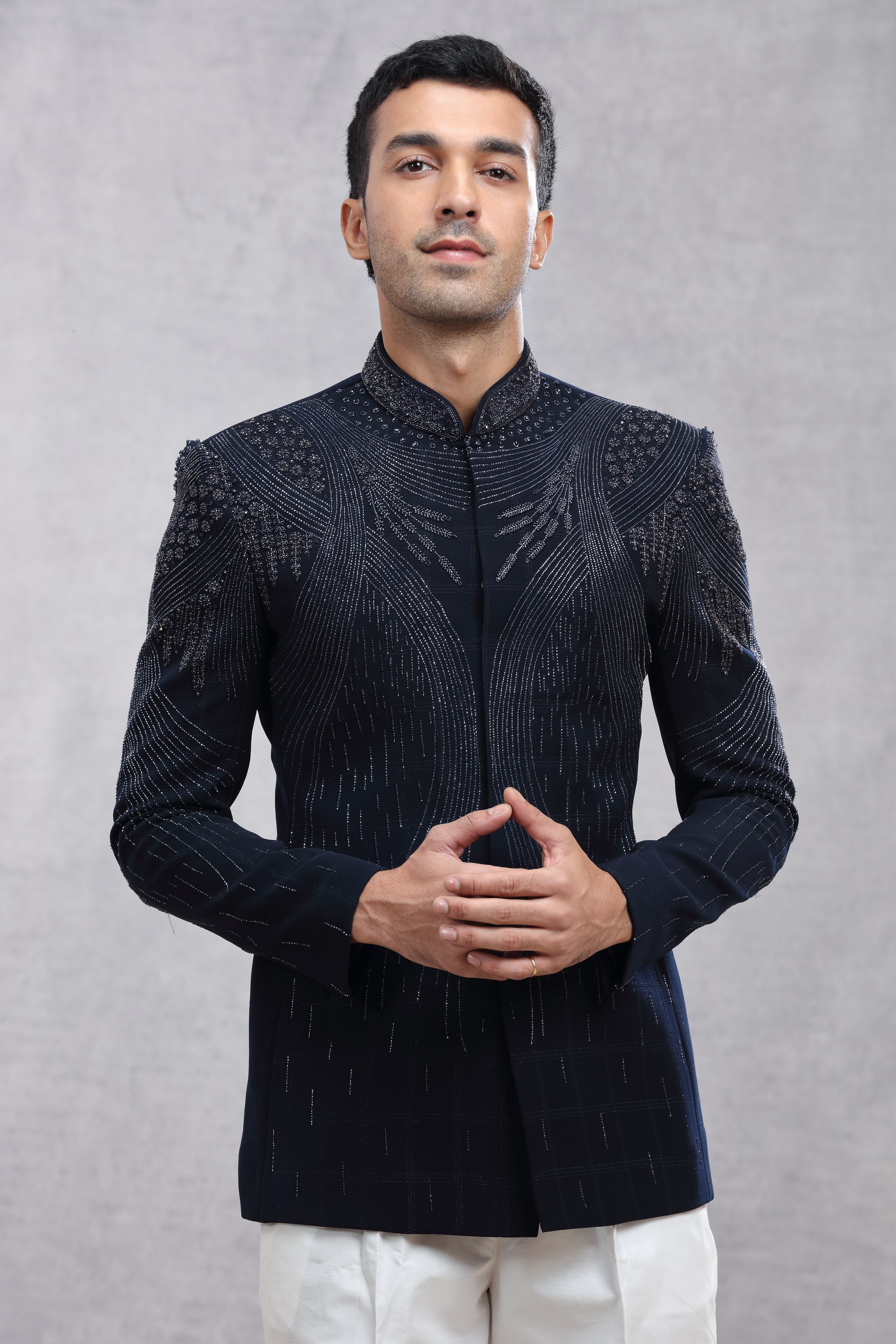 Grey Jodhpuri Suit with Exquisite Jardoji Work