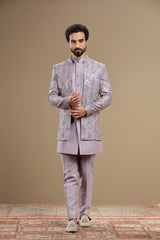 lilac indowestern Hand embroidered  in floral motif