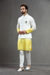 Ivory jacket set with ombre kurta