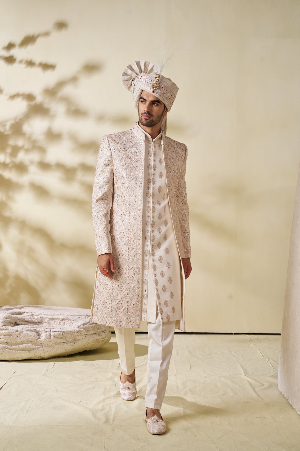 Indo Western Dress For Men Gold White RKL-5119-159980 Men Reception Dress –  iBuyFromIndia