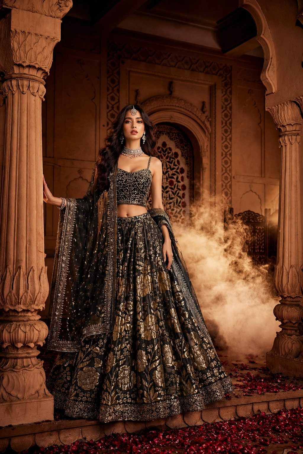 Brown Tisu Silk Lehenga Choli