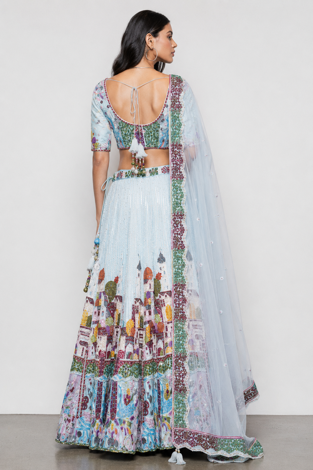 Aqua Pure Raw Silk Bridal Lehenga with Resham Moti Sicon work
